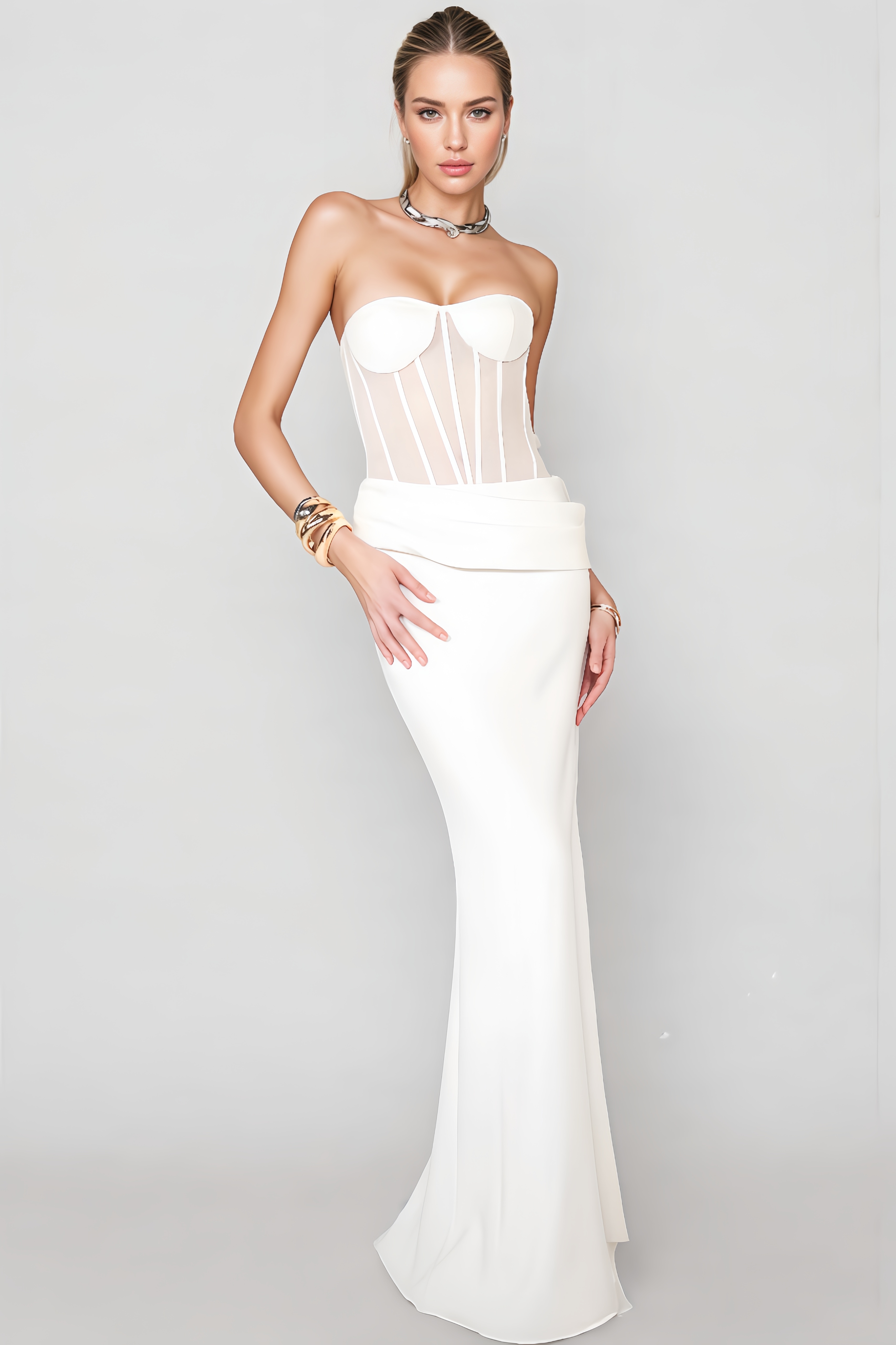 Blythe Strapless Slit Dress Set