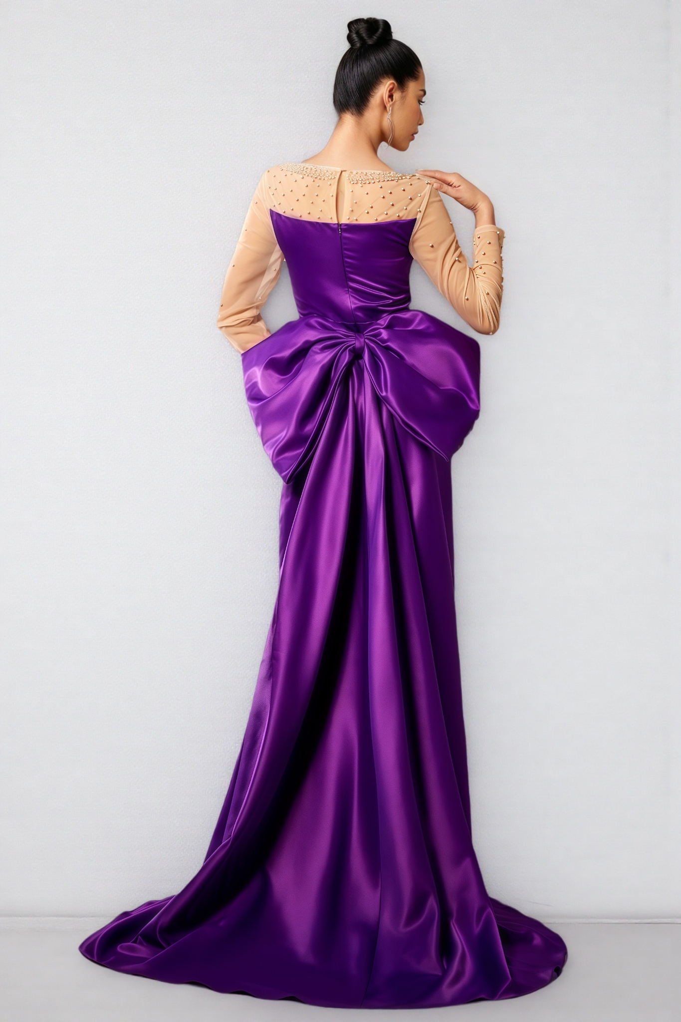 Nia Beaded Big Bow Maxi Dress