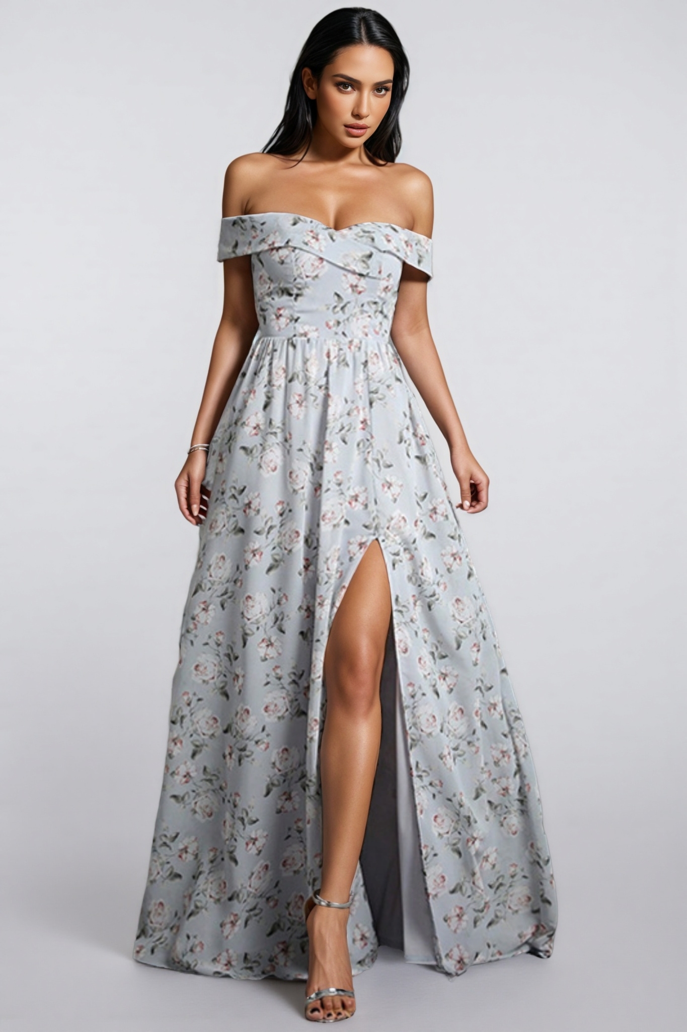 Frances Floral Off Shoulder Maxi Dress