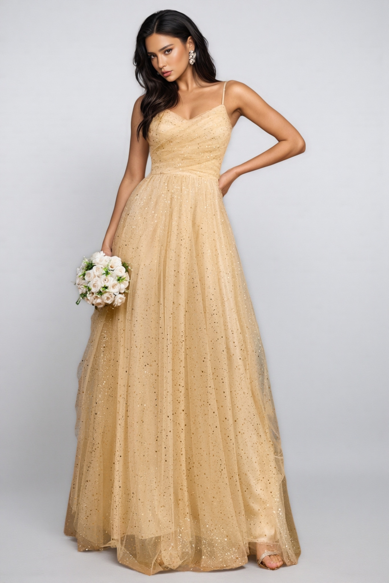 Ilian Halter V-Neck Sequin Maxi Dress