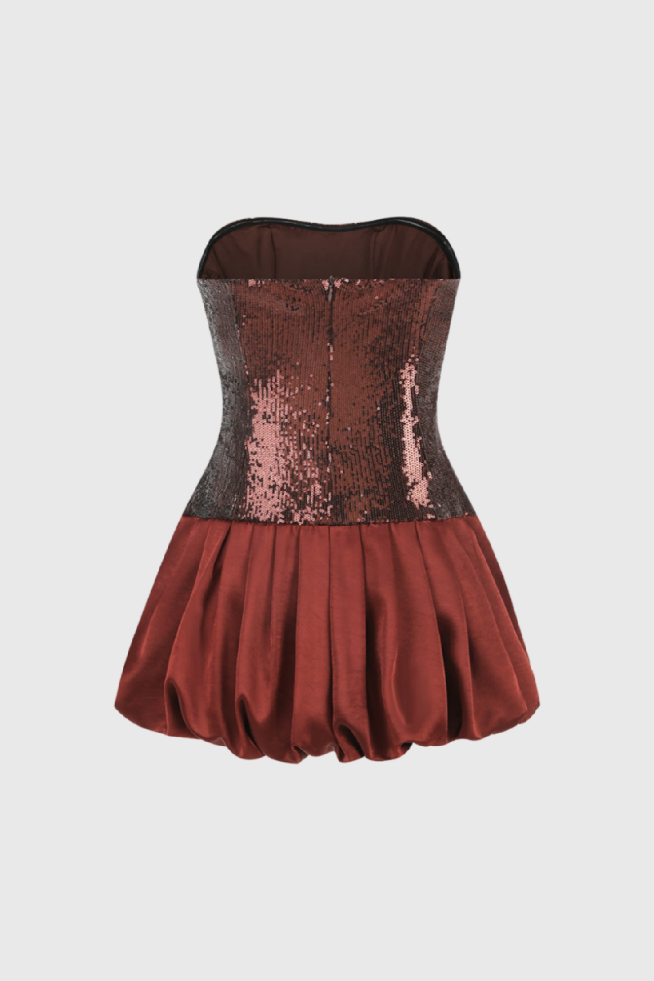 Ohtli Brown Strapless Sequinned Mini Dress