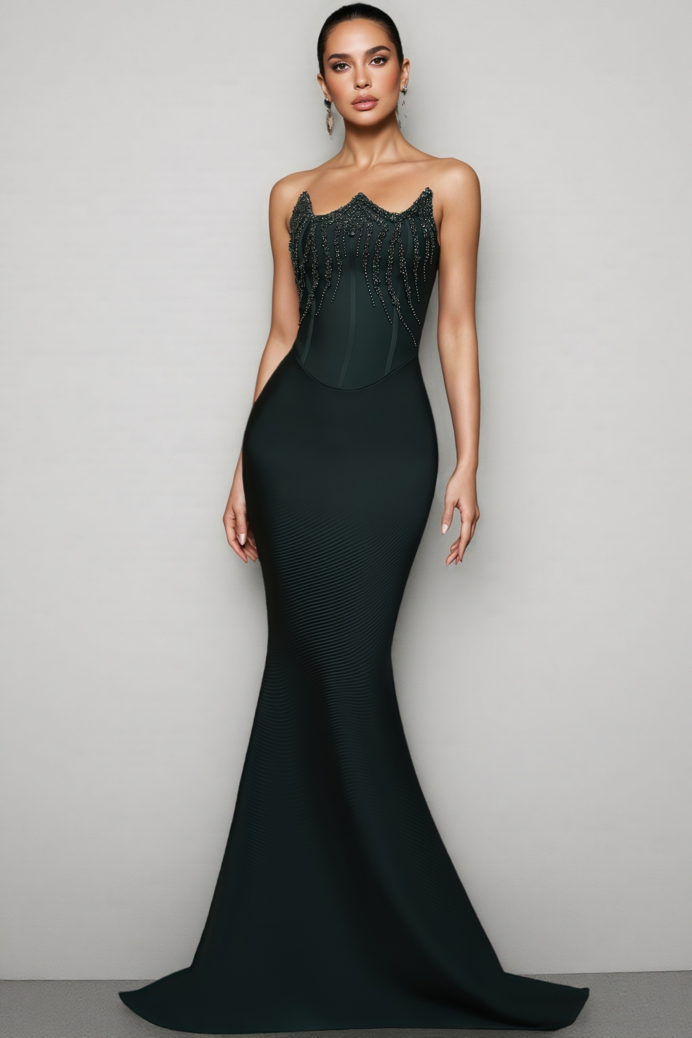 Odeek Green Sparkling Fishtail Maxi Dress