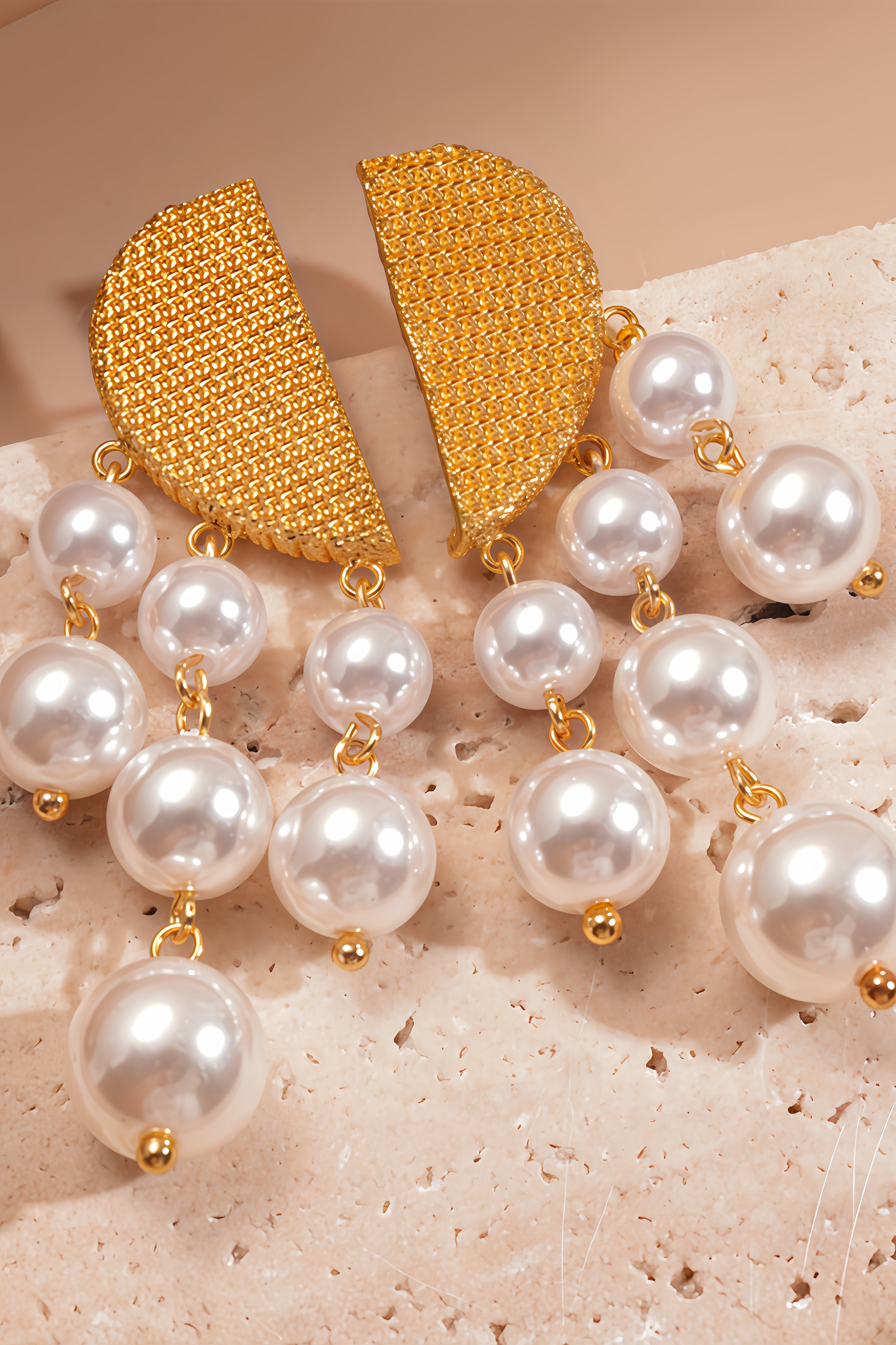 Lucas Geometric Pearl Tassel Earrings