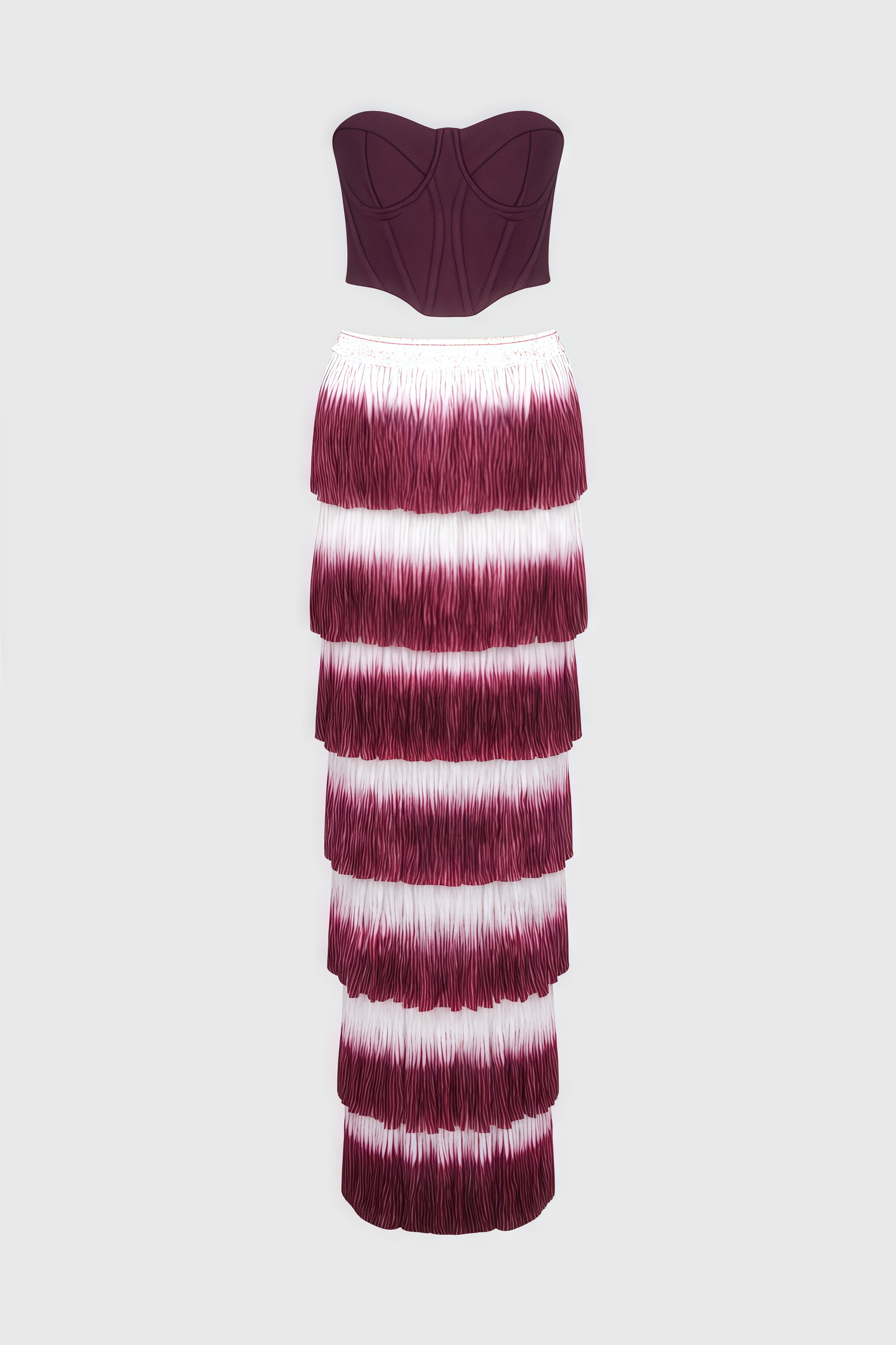 Maded Red Fringe Maxi Dress Set