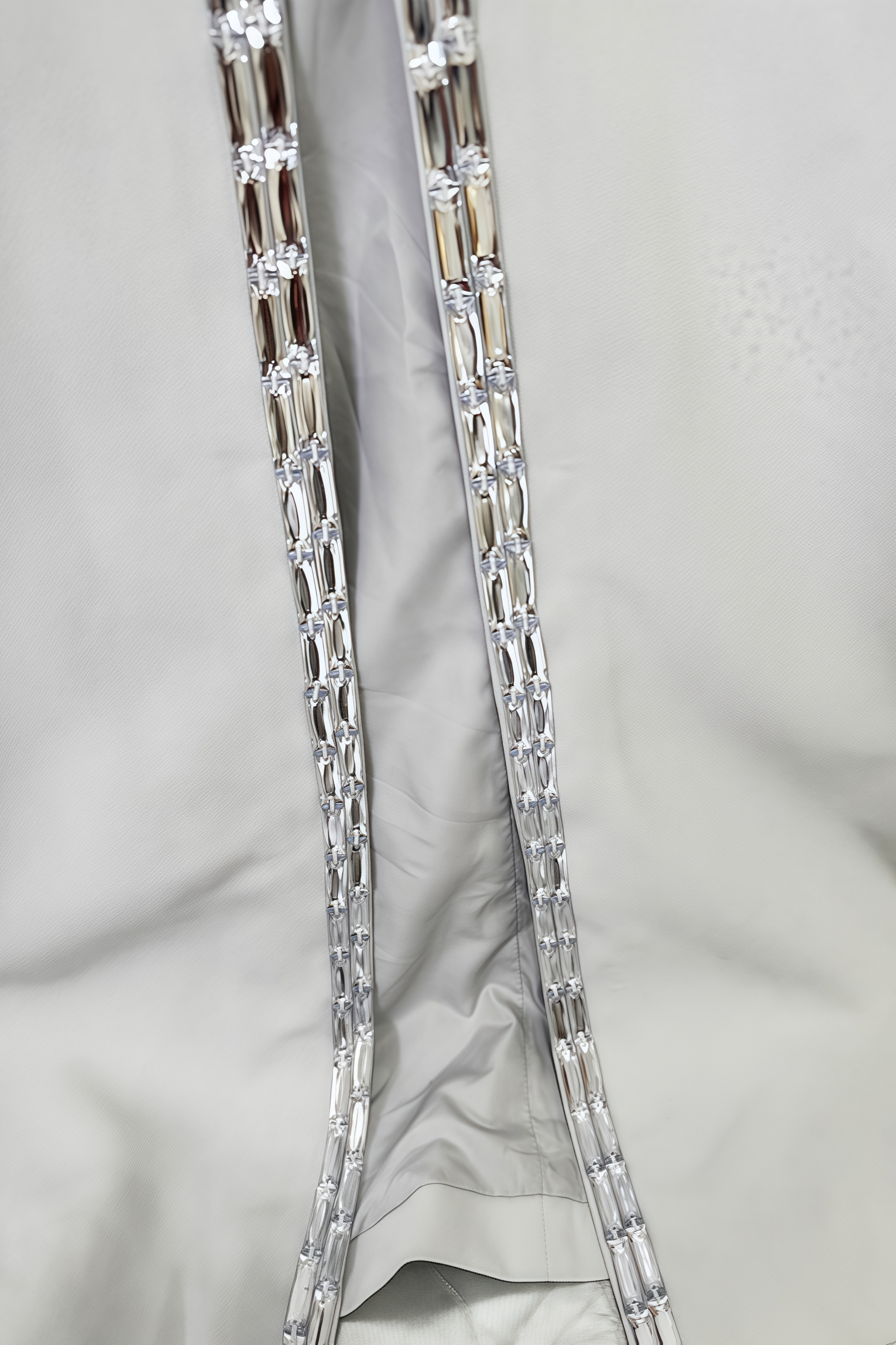 Junrty White Slit Openwork Beaded Maxi Dress