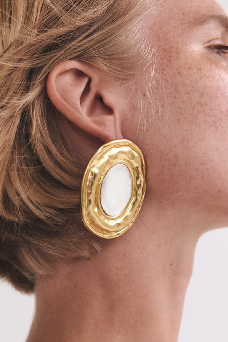 Aria Round Colour Block Earrings