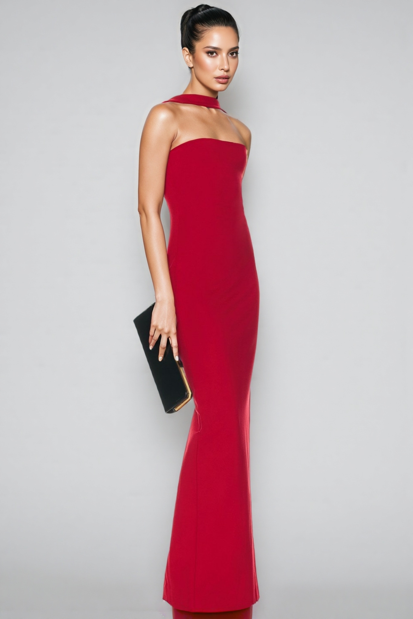 Aroa Sheath Tight Neckline Maxi Dress
