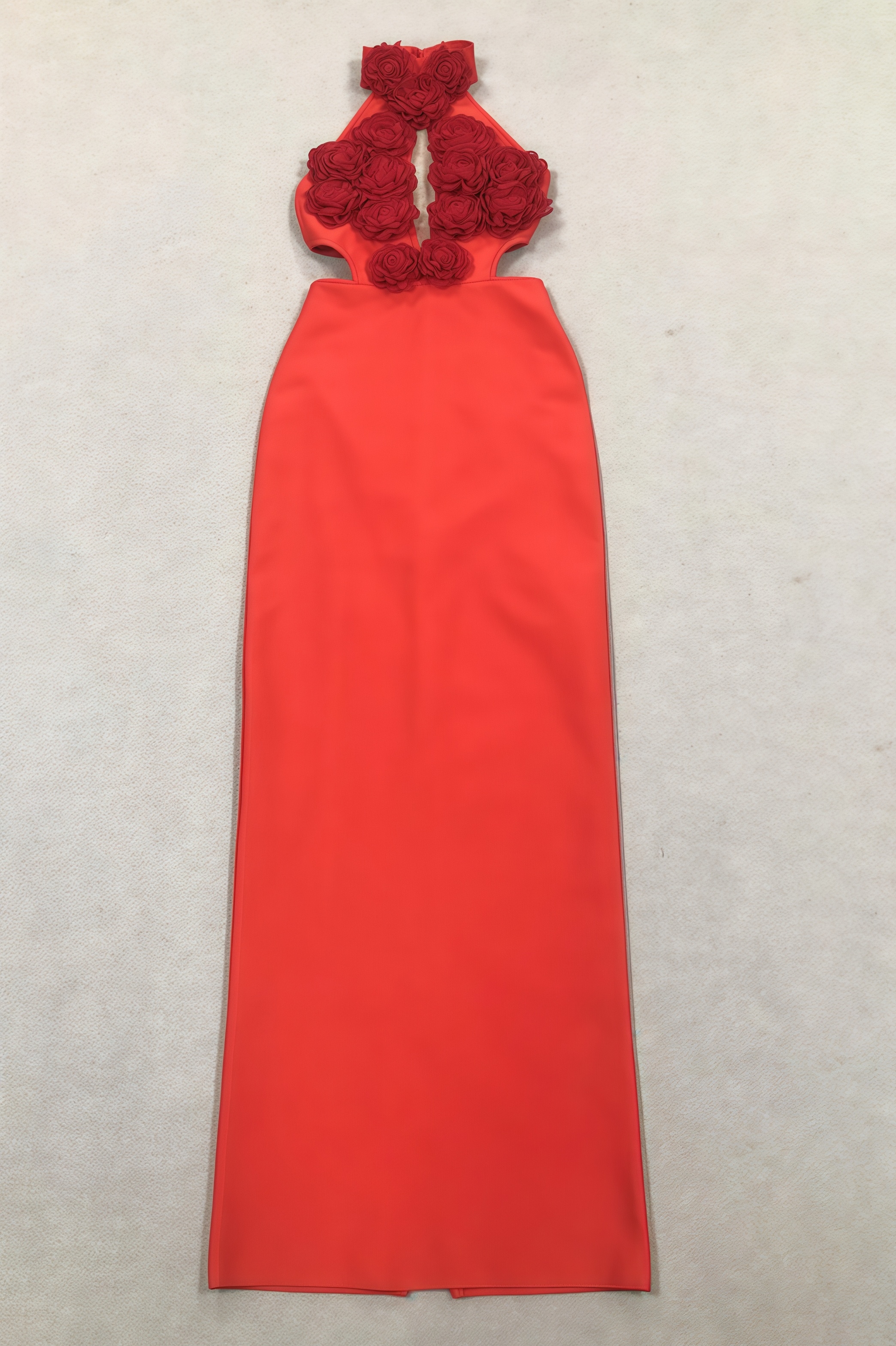 Toven Backless Red Floral Maxi Dress