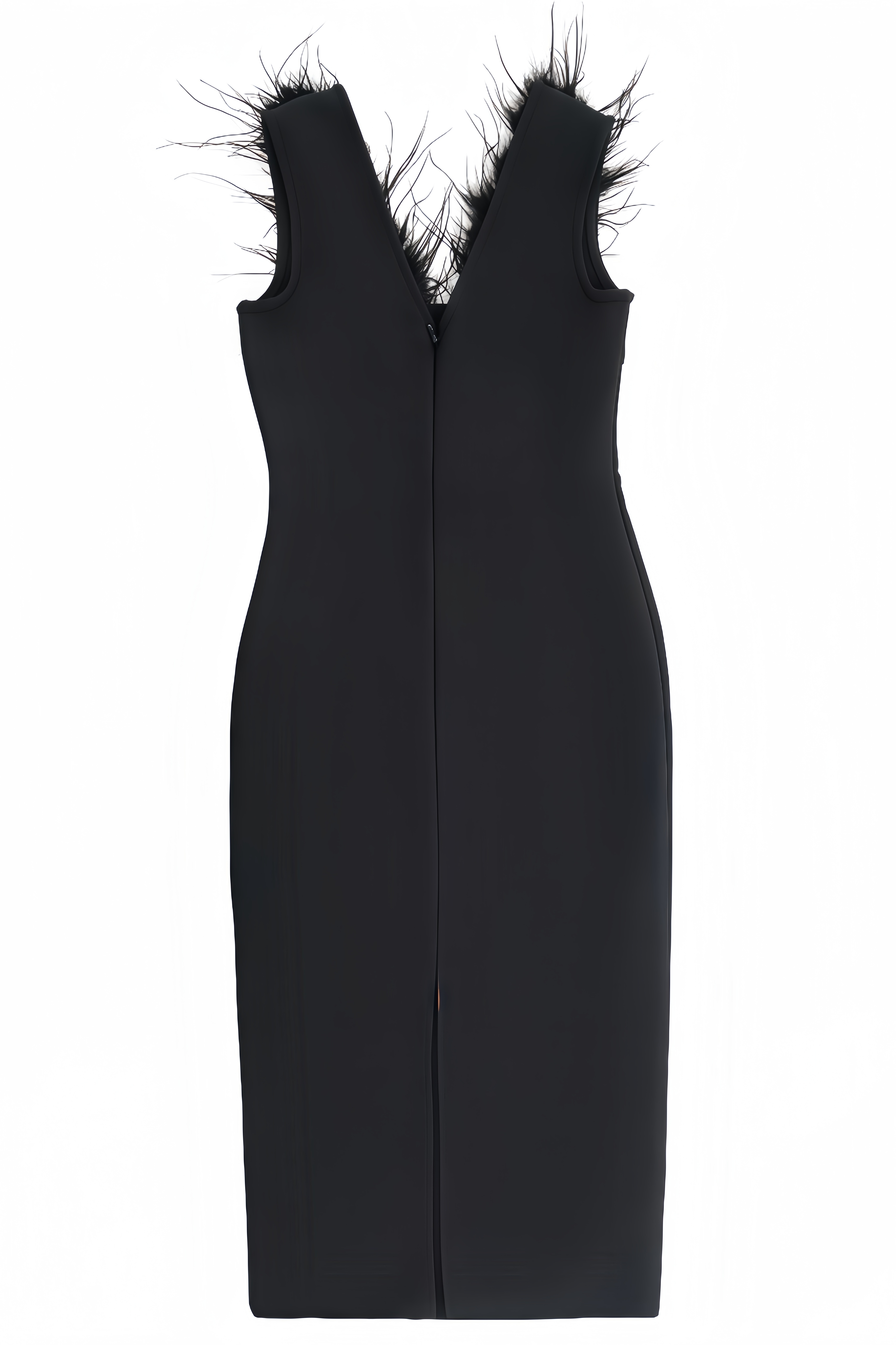 Lakei Feather V Neck Bandage Midi Dress