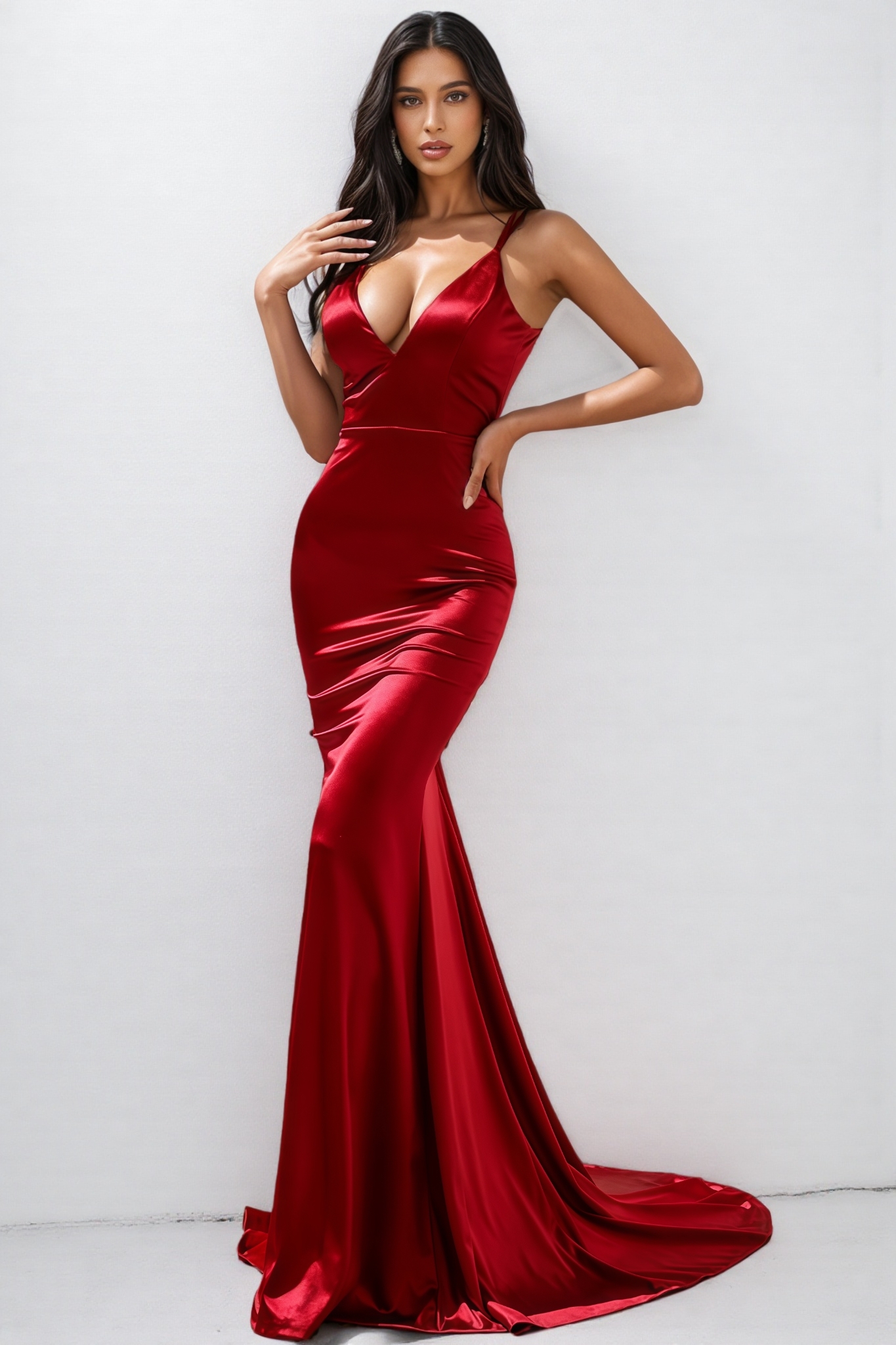 Thorne Red Halter Fishtail Maxi Dress