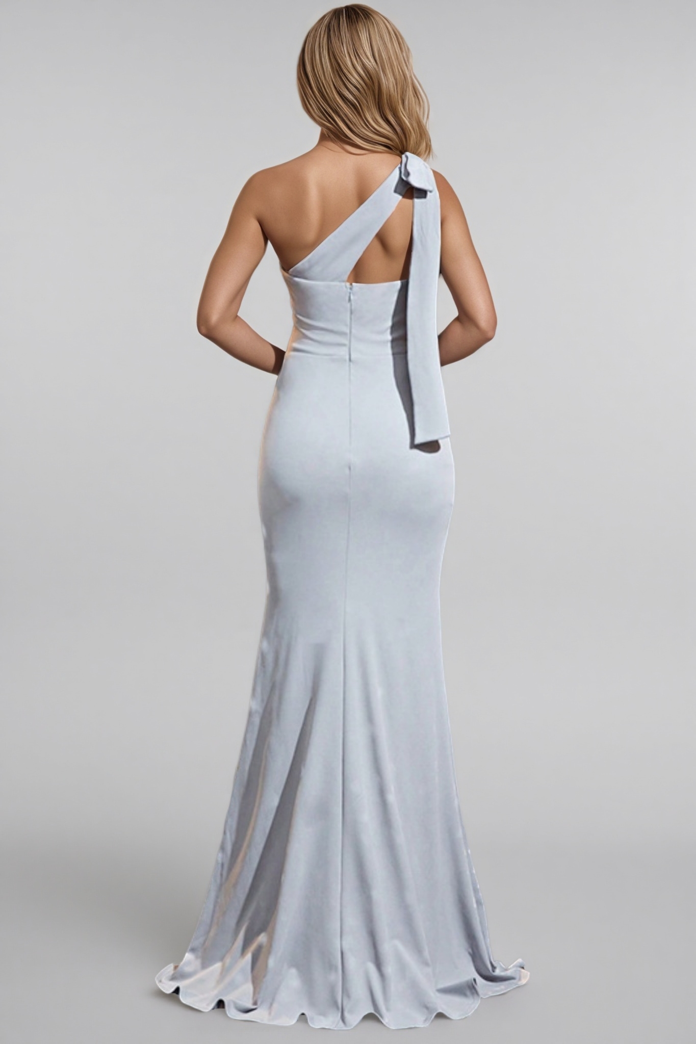 Anira Grey Blue Side Split Maxi Dress