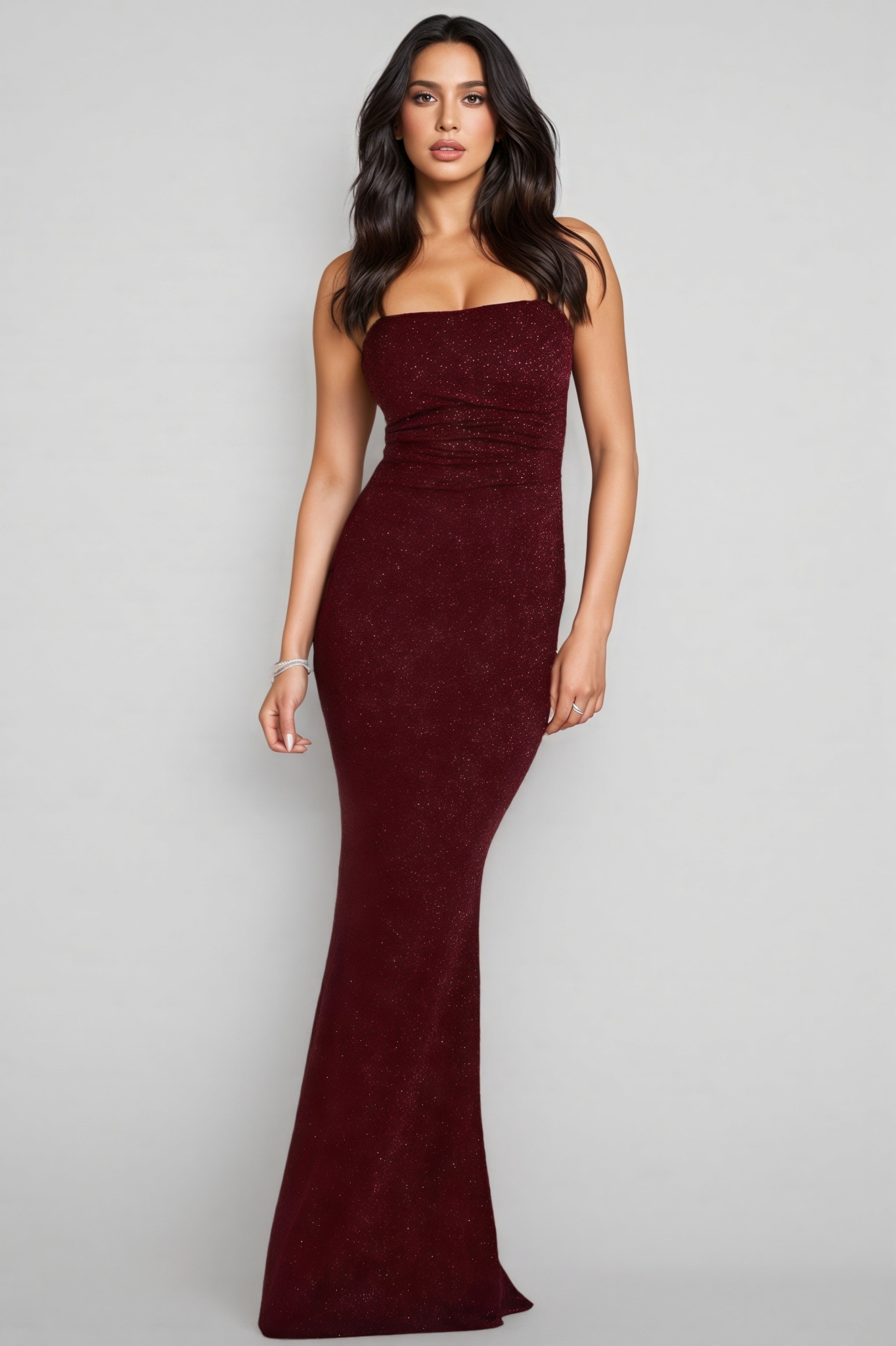 Ionea Red Strappy Ruched Wrap Maxi Dress