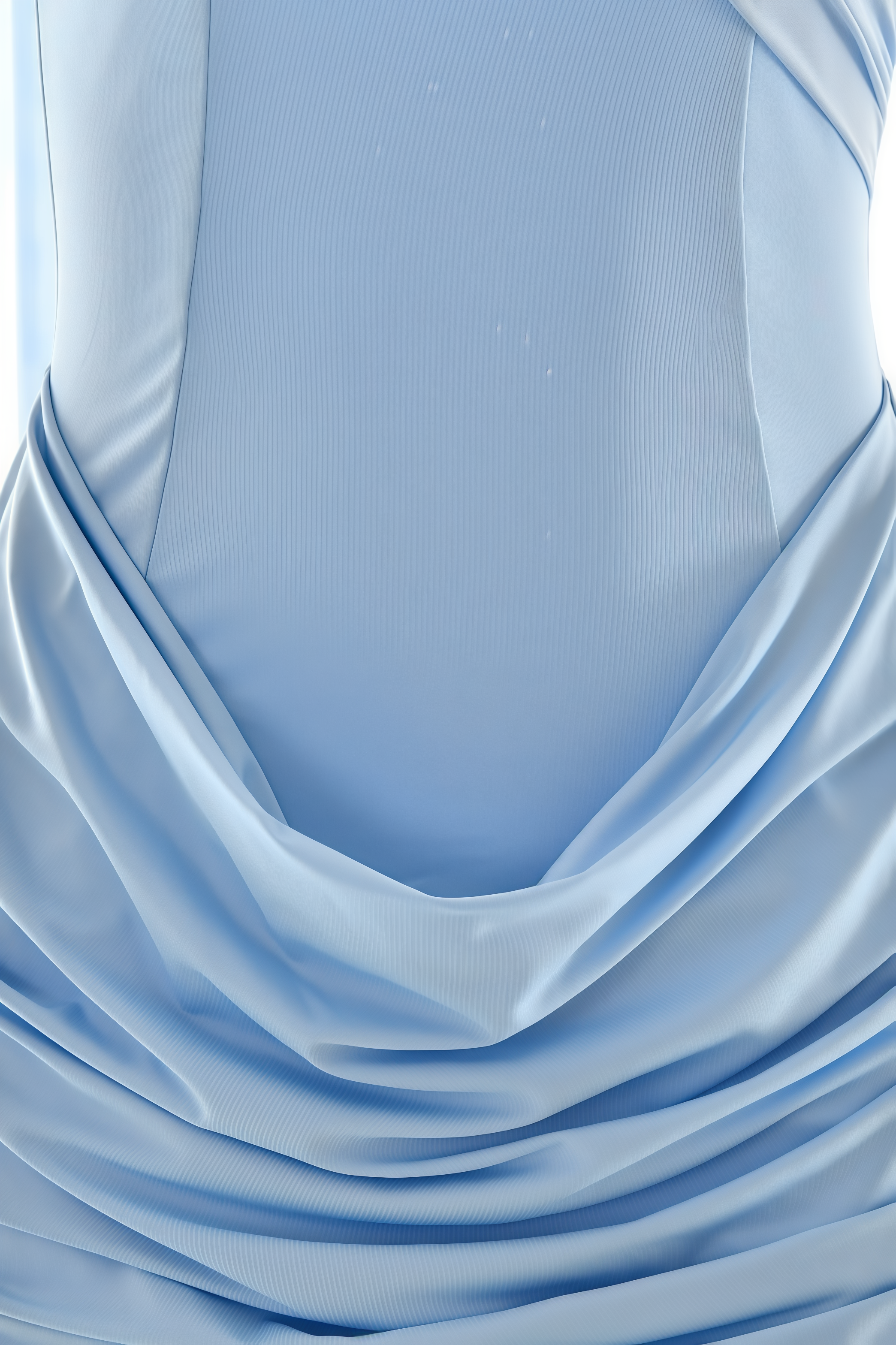 Haliny Blue Slinky And Mesh Mini Dress