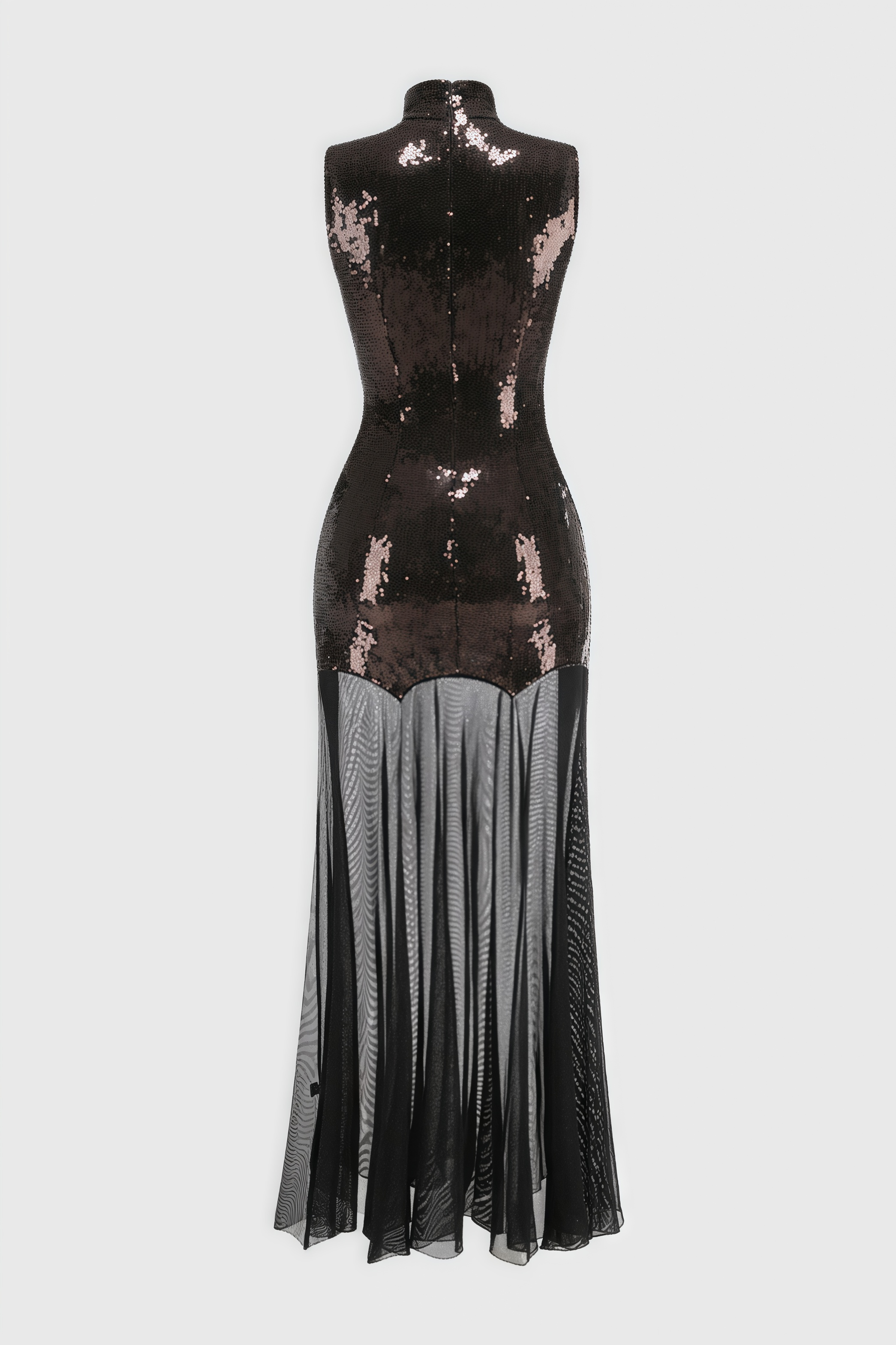 Mayads High Neck Sequin Mesh Maxi Dress