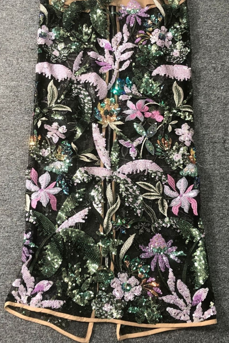 Charkd Lace Embroidered Flower Maxi Dress