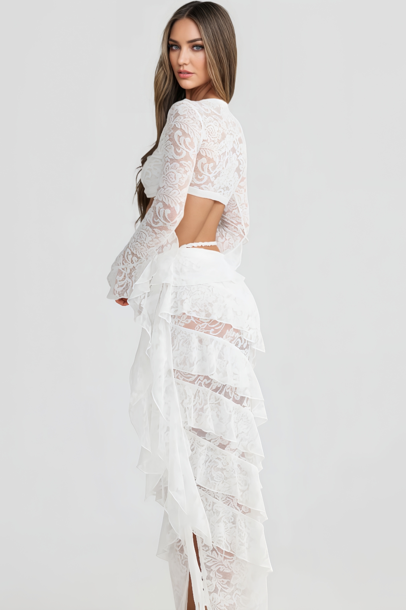 Sylvie Lace-Trimmed Fitted Maxi Dress Set