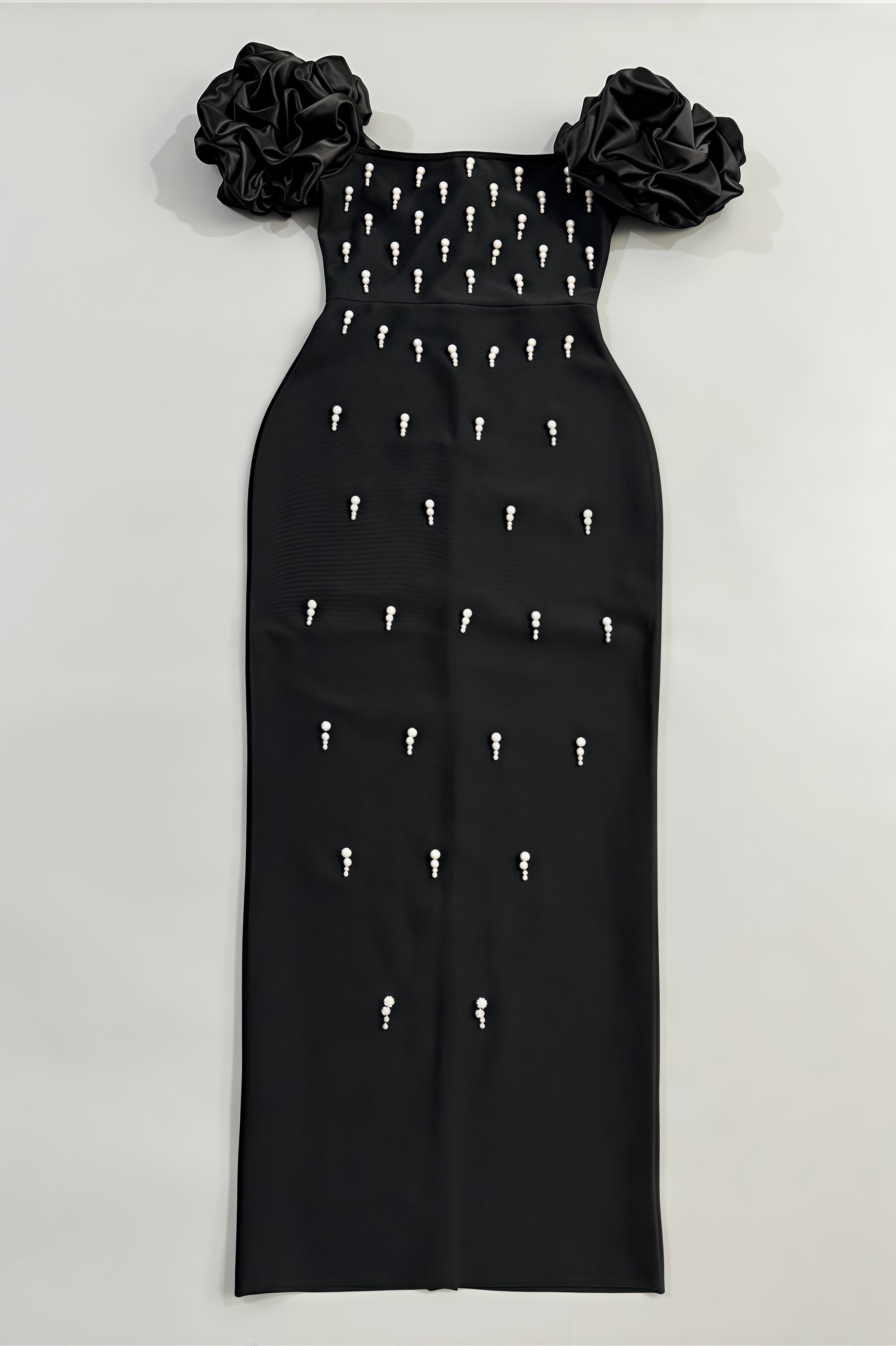 Helesa Off Shoulder Pearl Bandage Maxi Dress