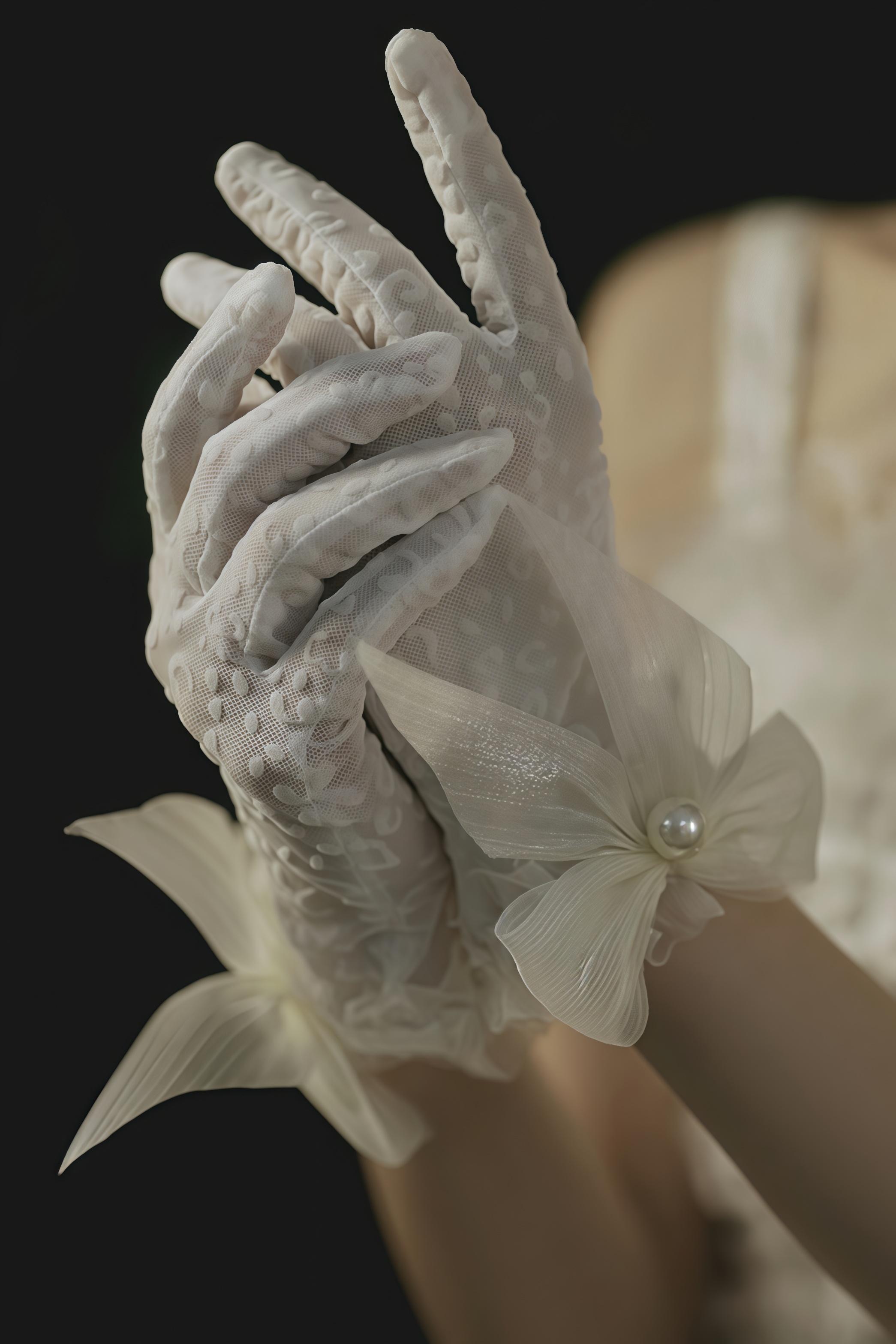 Ilyat White Dot Bow Gloves