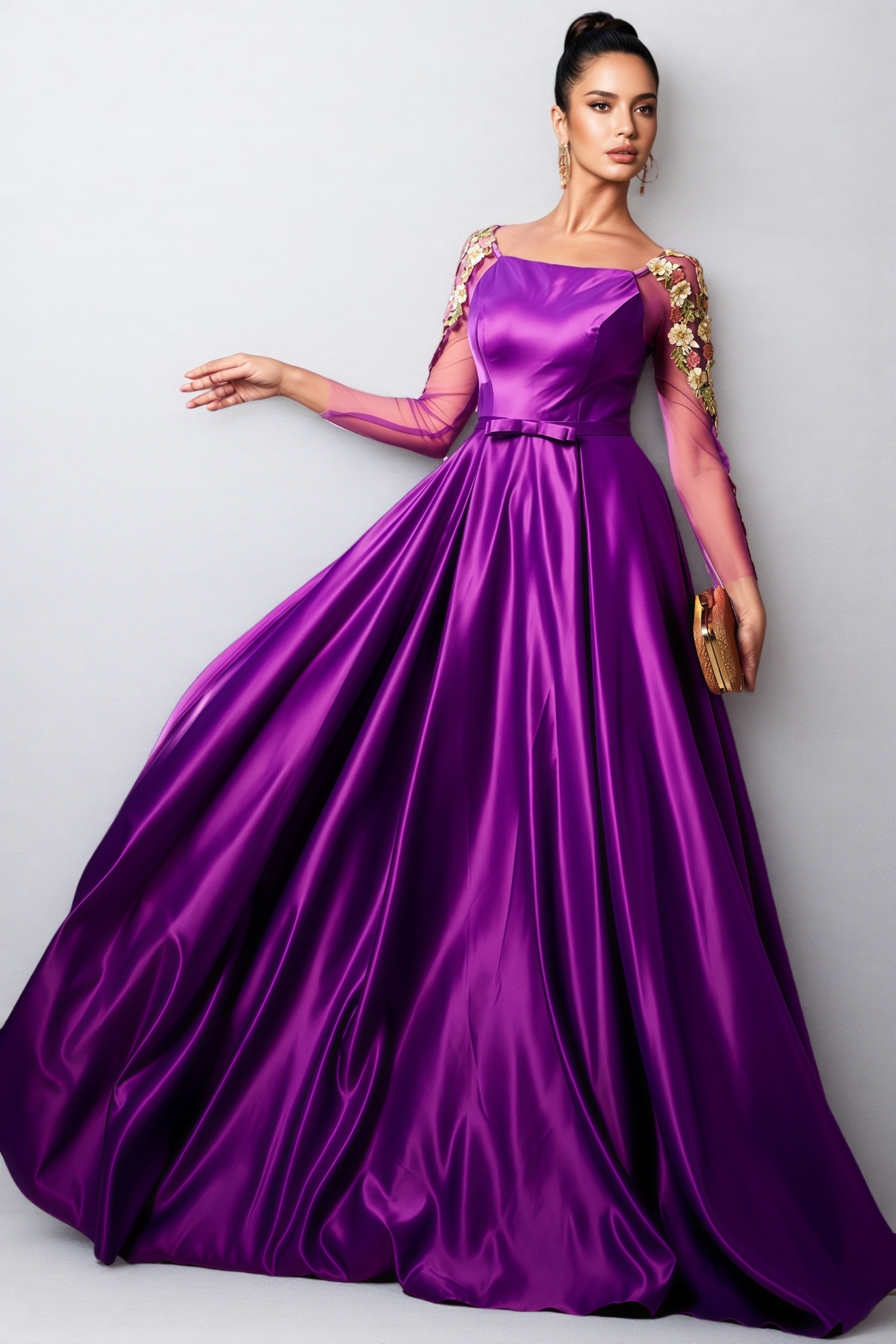 Eira Long Sleeve Applique Maxi Dress 