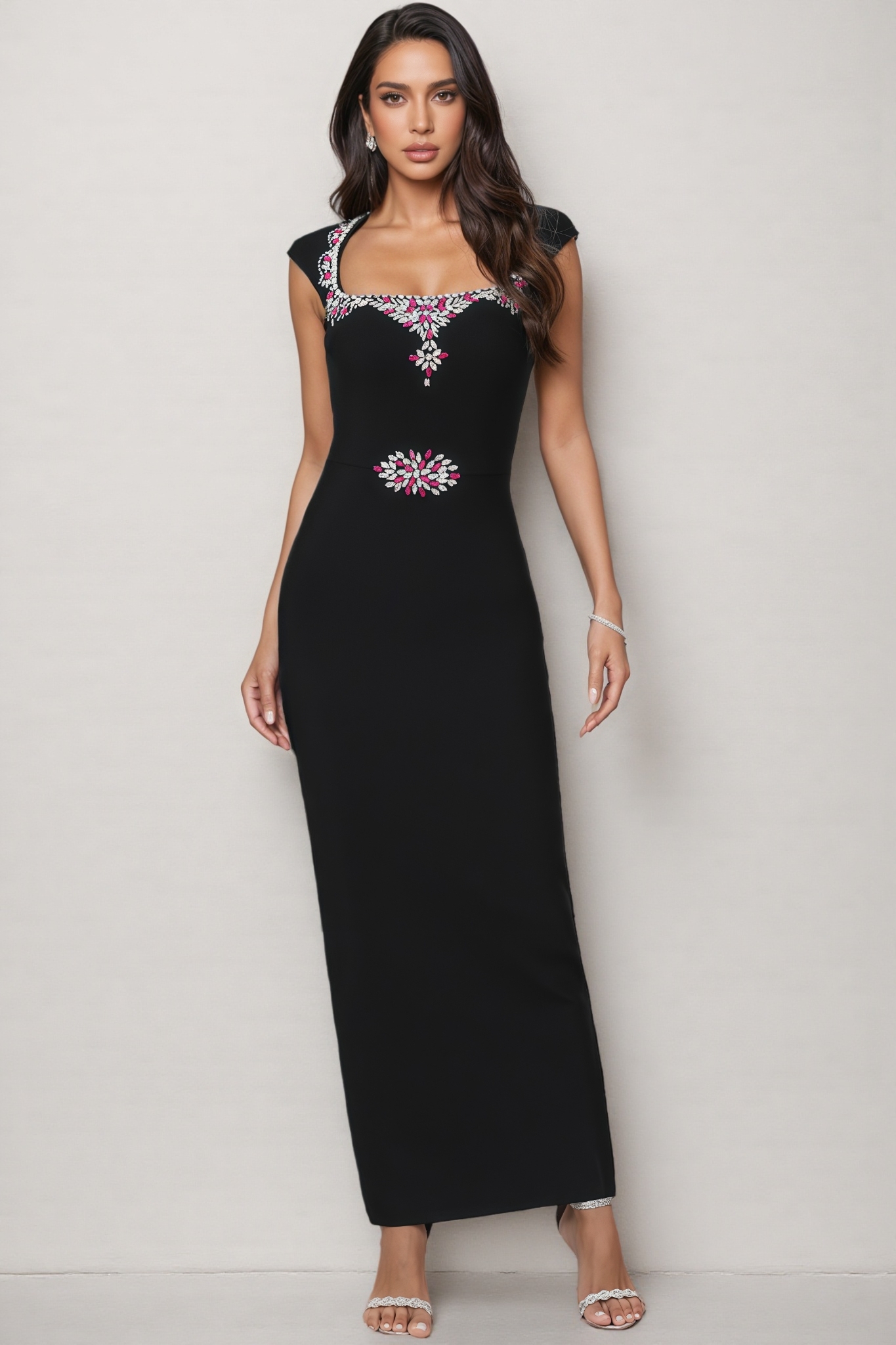 Orlanx Sparkling Diamond Bandage Maxi Dress