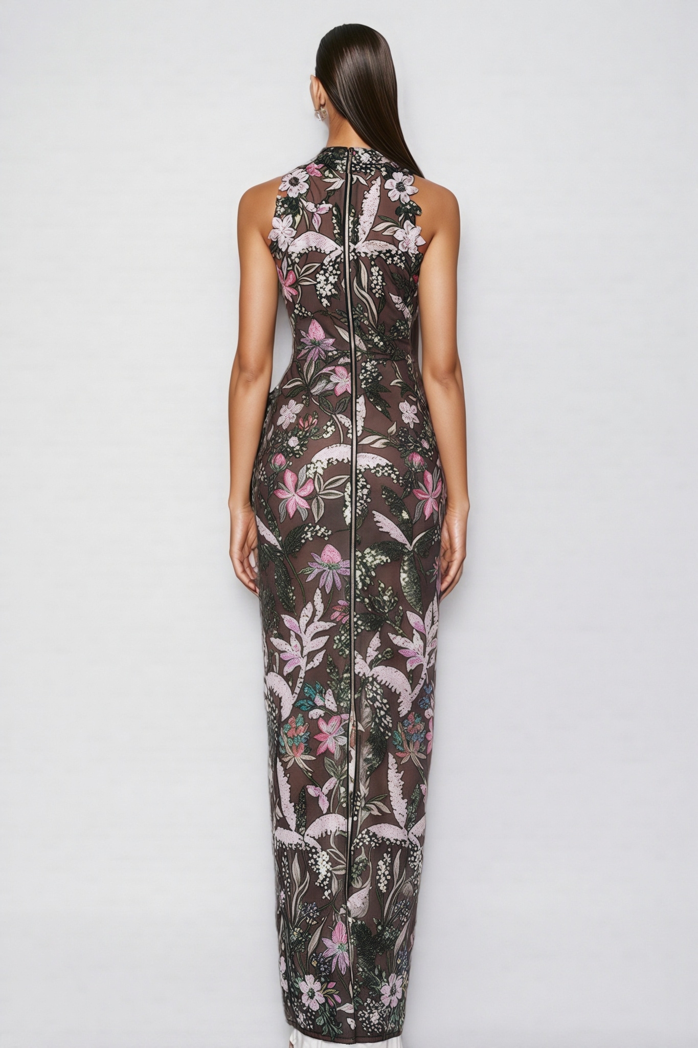 Charkd Lace Embroidered Flower Maxi Dress