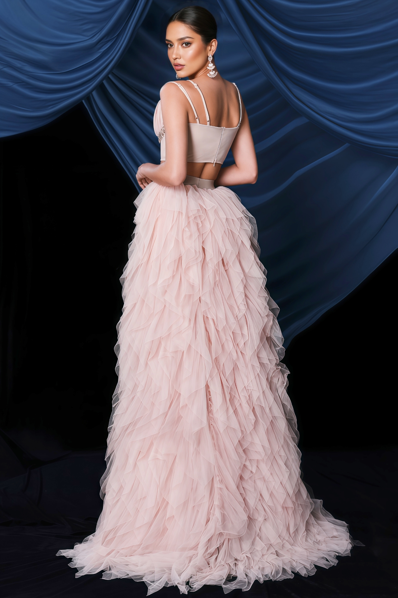 Kacy Halter Mesh Under Skirt Two Piece Set