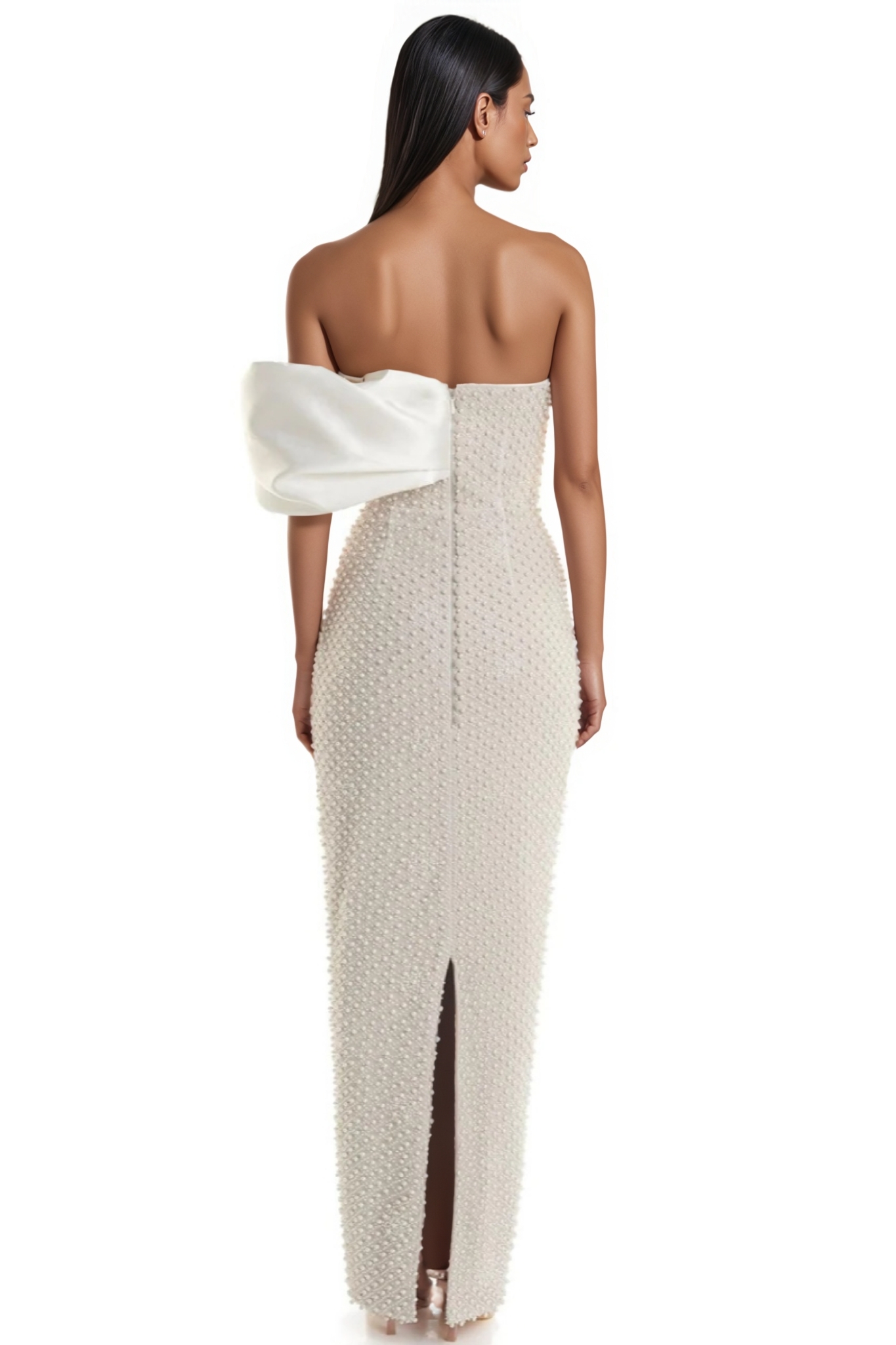 Lyra Pearl Embellished Off-shoulder Maxi Dress