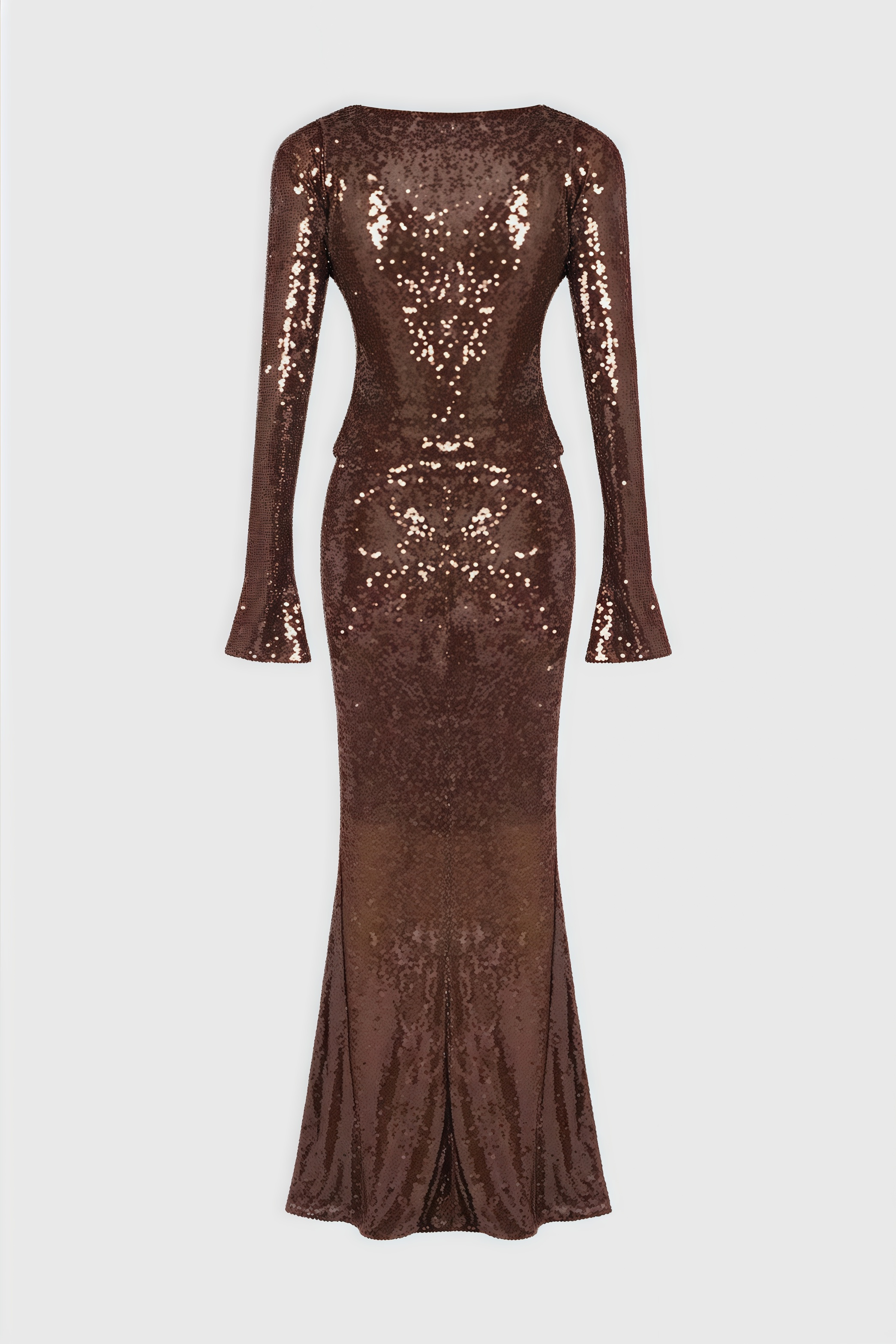 Matede Brown Sequin Fishtail Maxi Dress Set