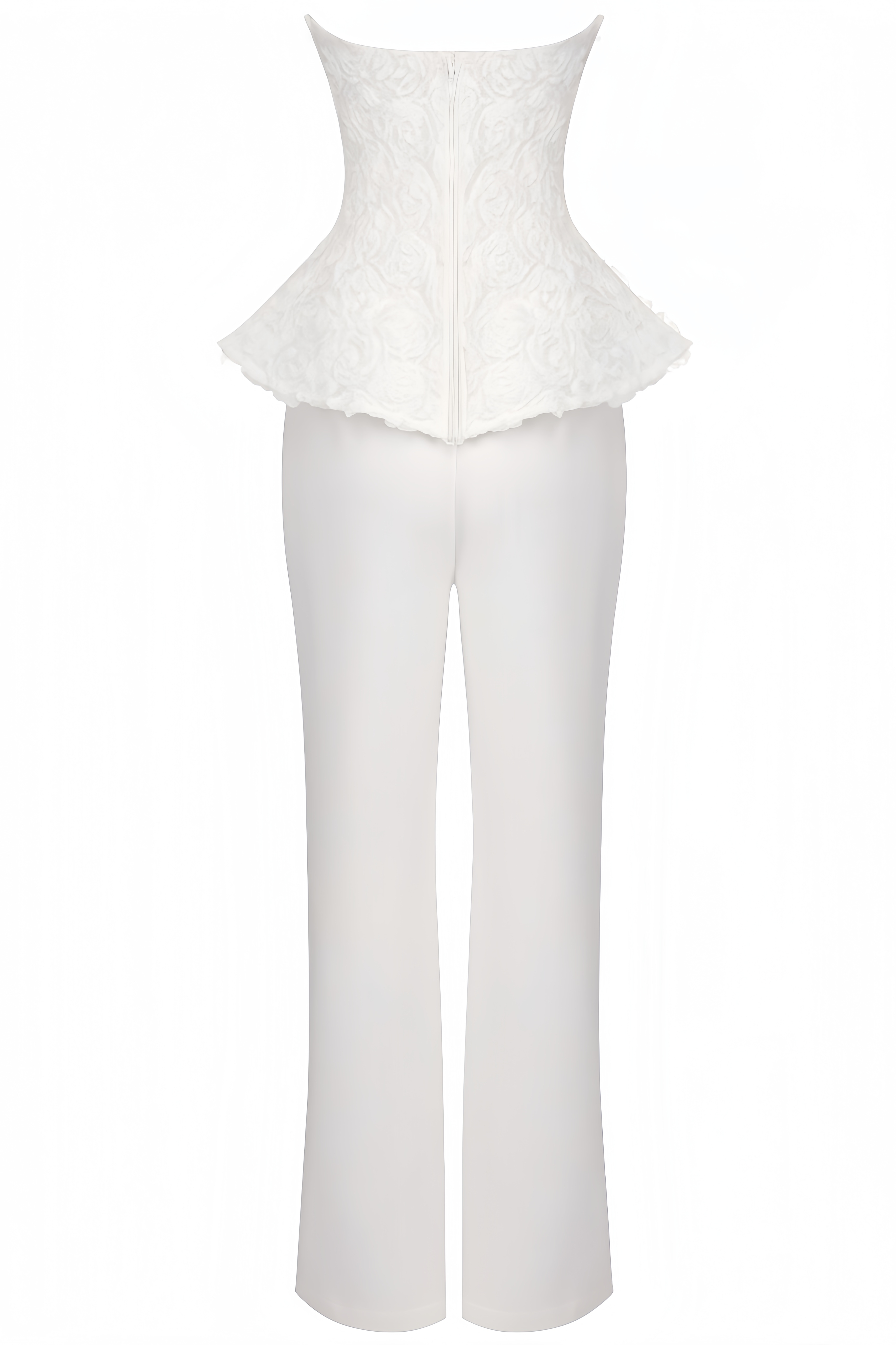 Lorrlk White Strapless Top And Pants Set