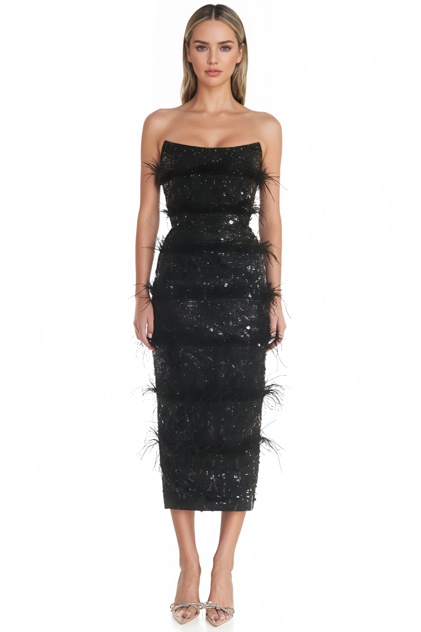 Sienla Sequin Halter-Neck Midi Dress