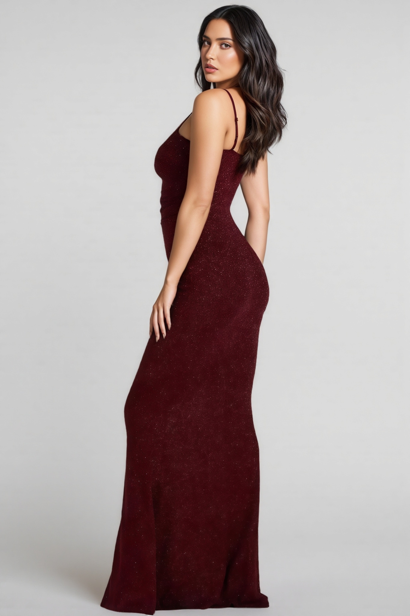 Ionea Red Strappy Ruched Wrap Maxi Dress