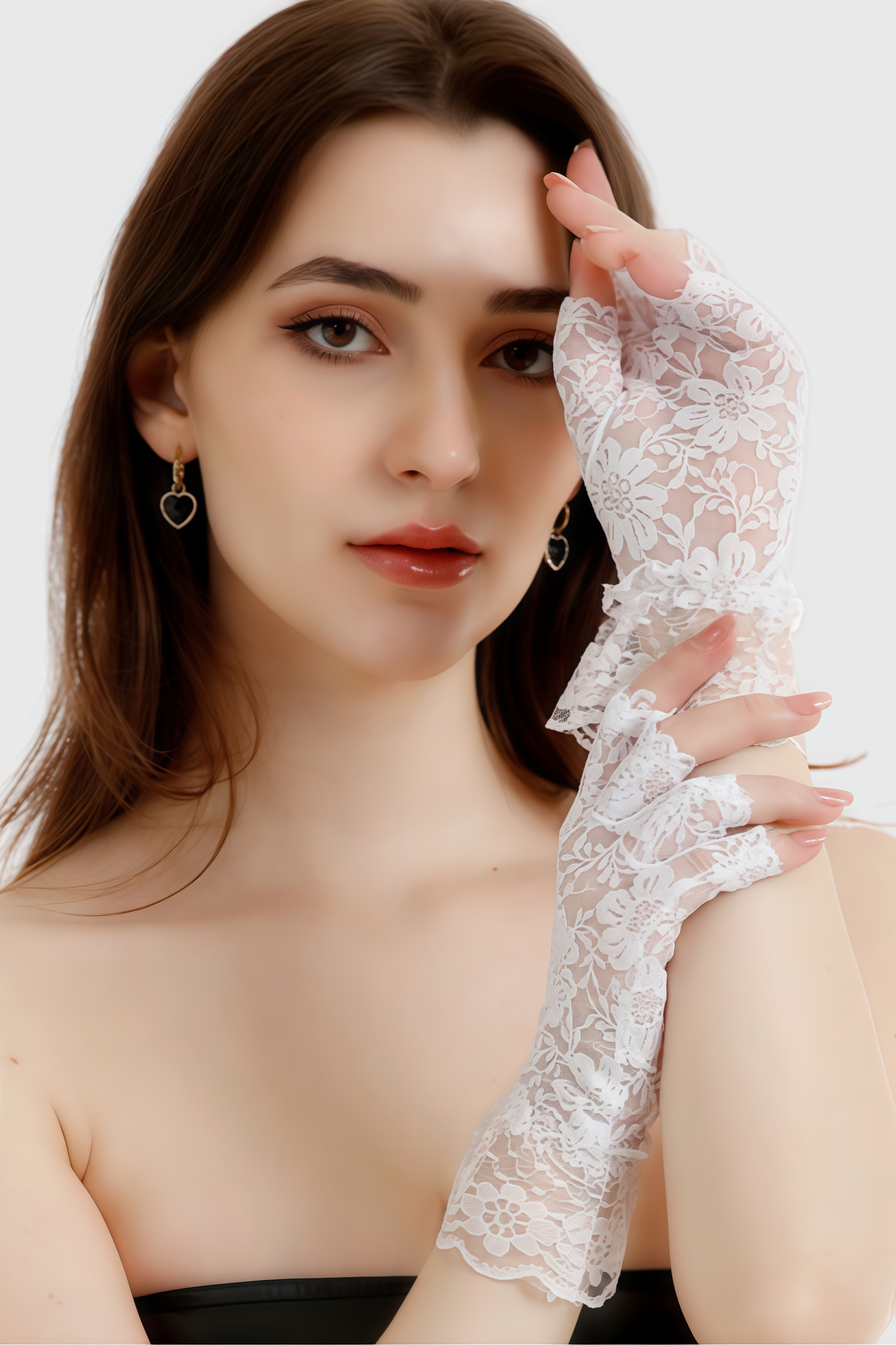 Myletr Half-Finger Lace Trim Gloves