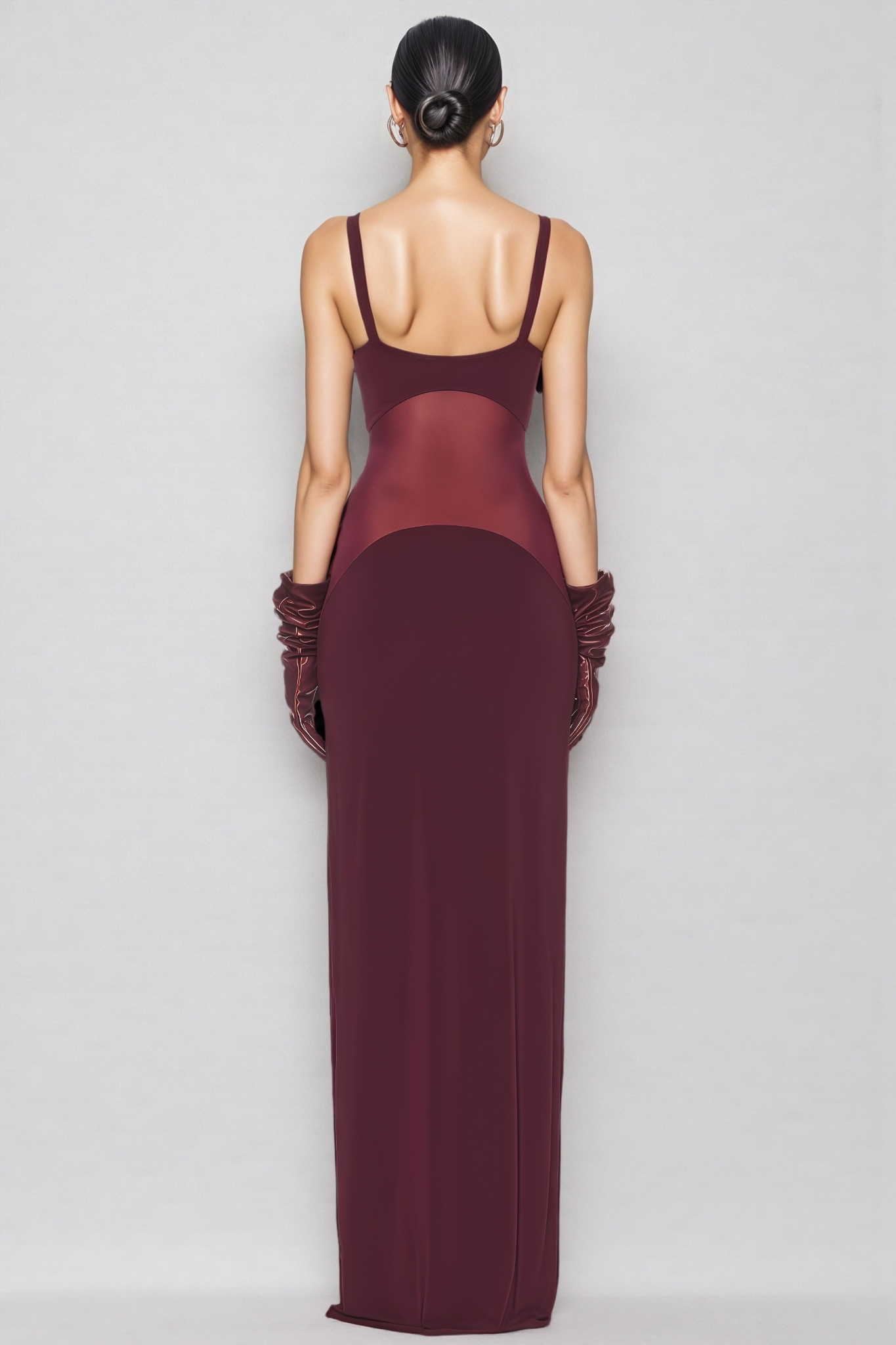 Eirand Red Halter Mesh Maxi Dress