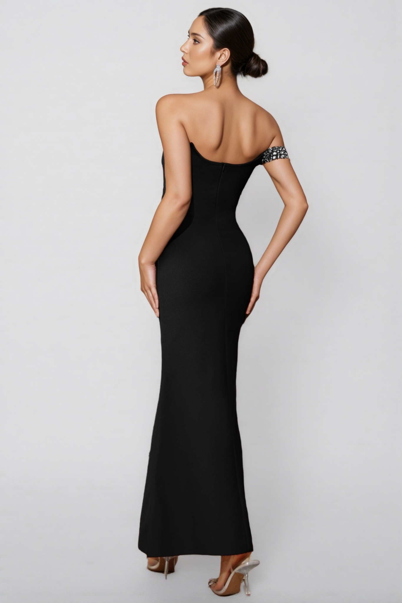 Pryn Studded Mesh Bandage Maxi Dress