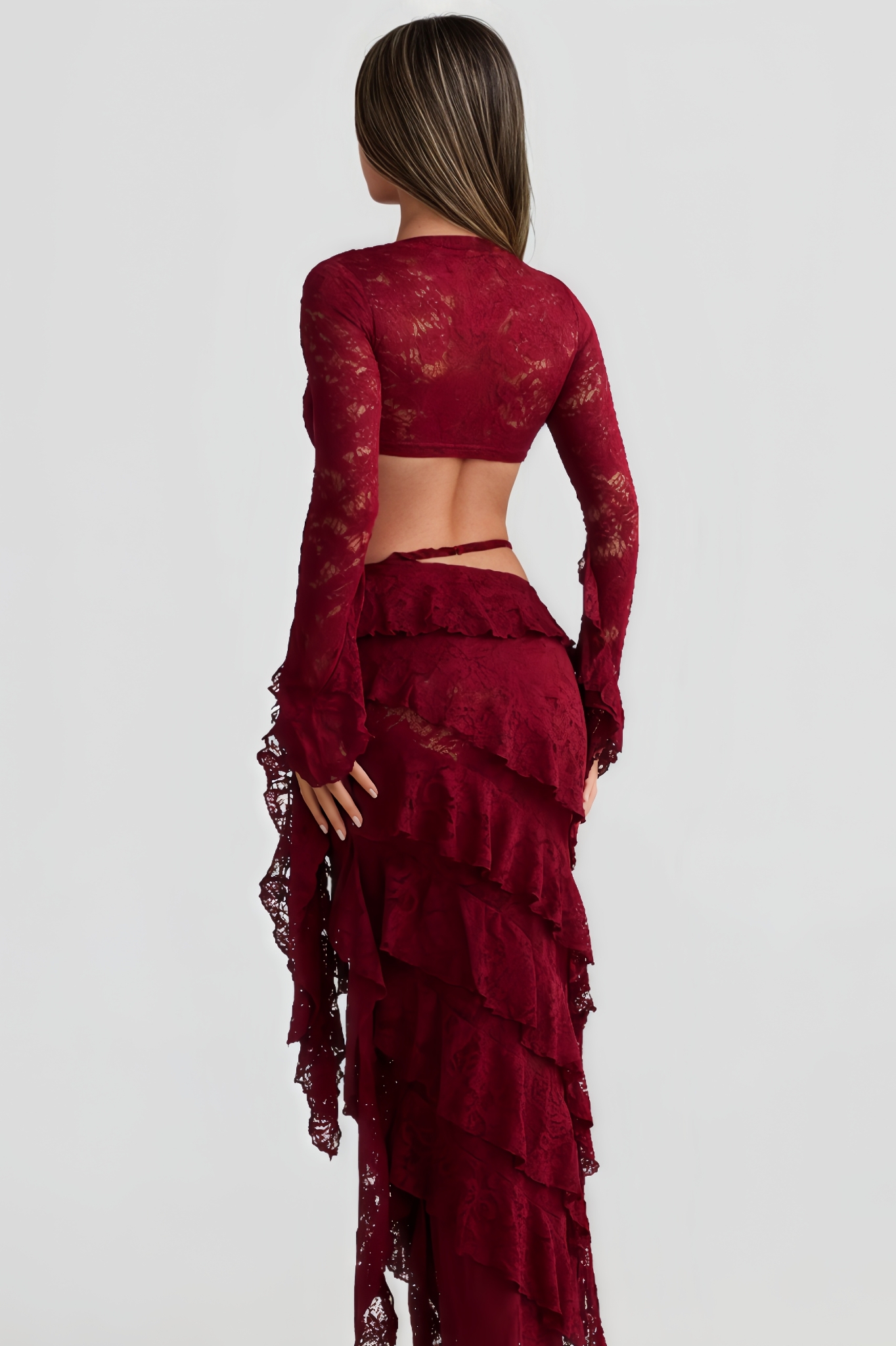 Adalee Lace-Trimmed Fitted Maxi Dress Set