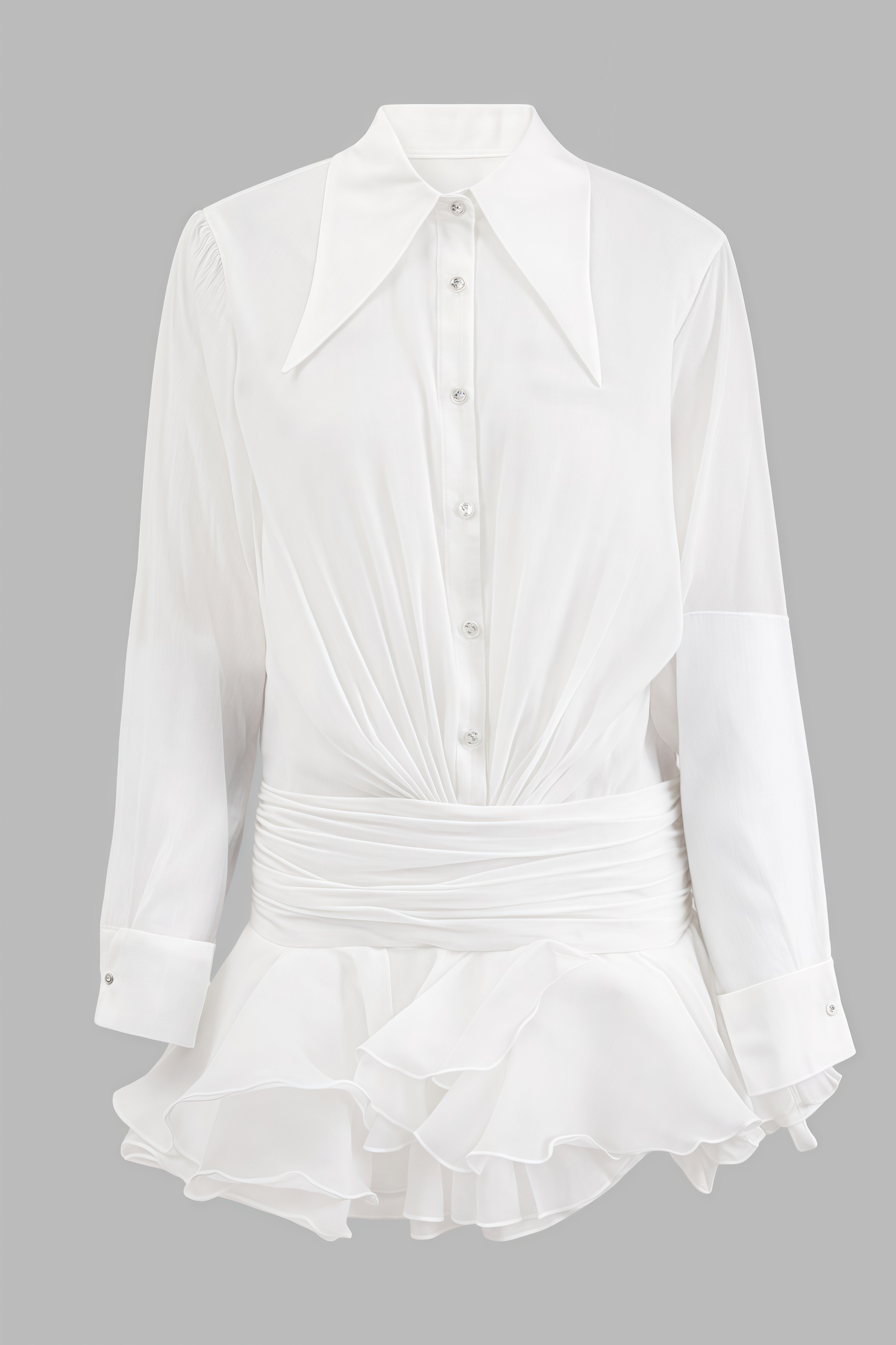 Selric Ruffle Shirt Pleated Mini Dress