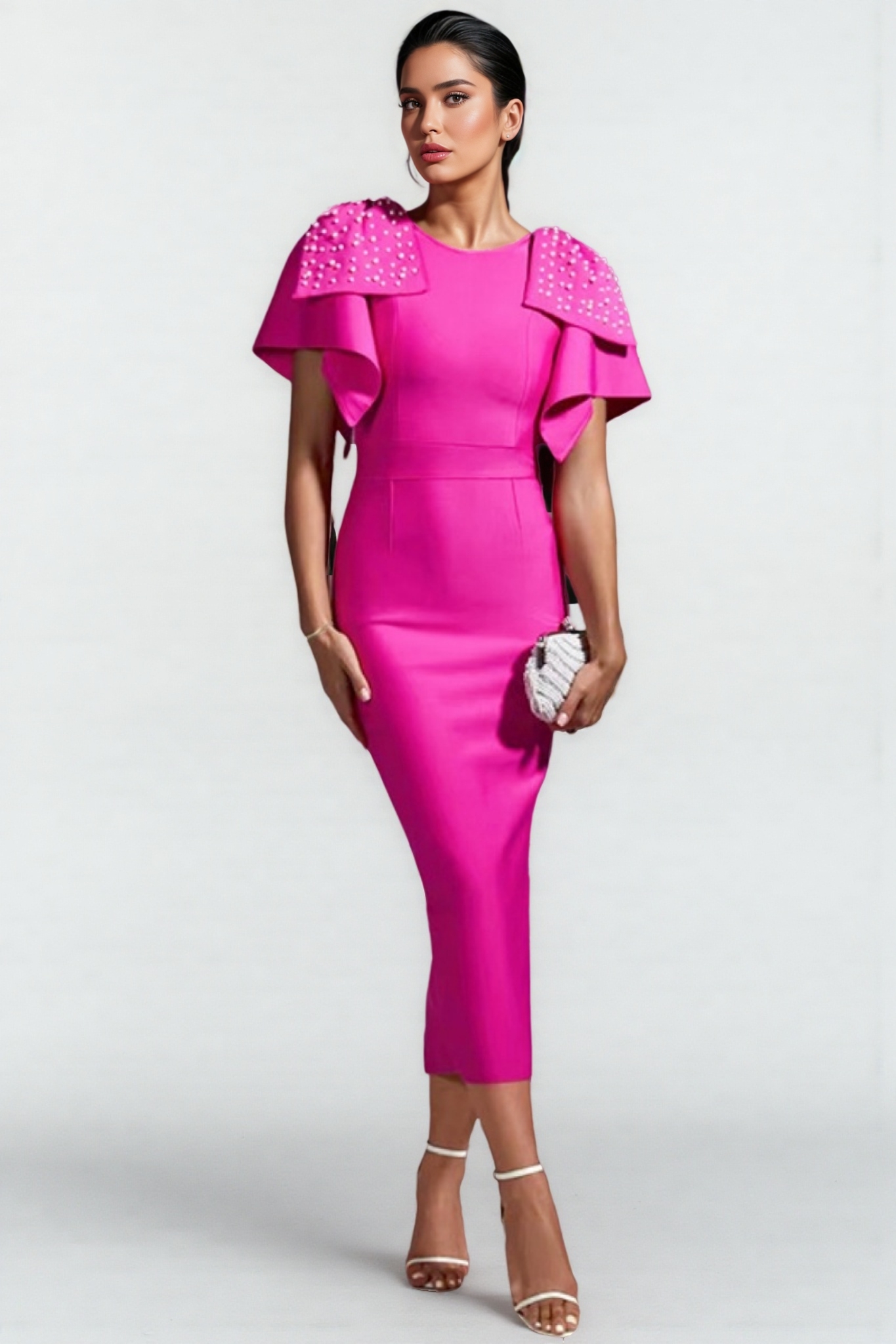 Elara Beaded Skinny Bandage Maxi Dress