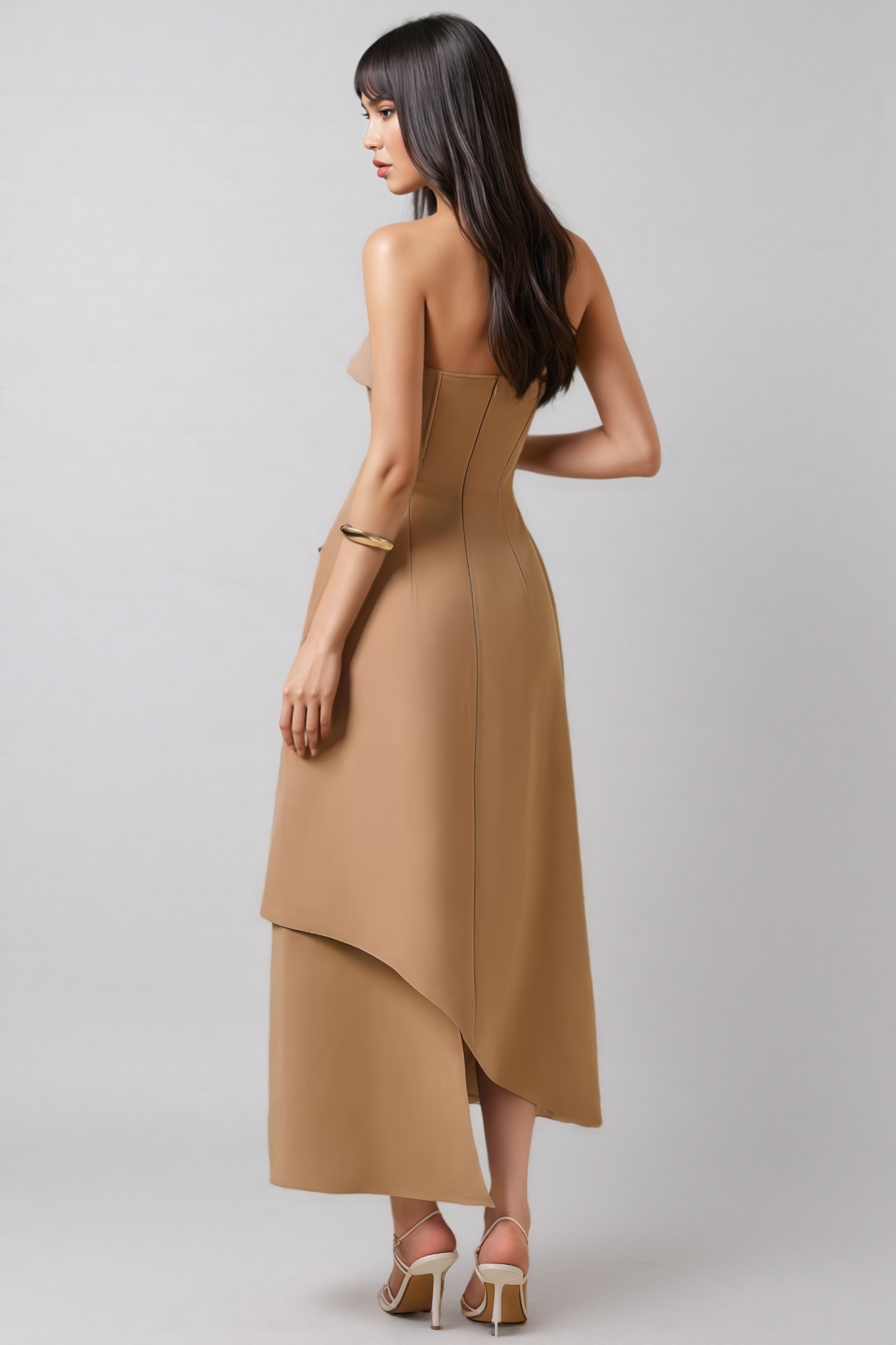 Harkp Irregular Strapless Maxi Dress