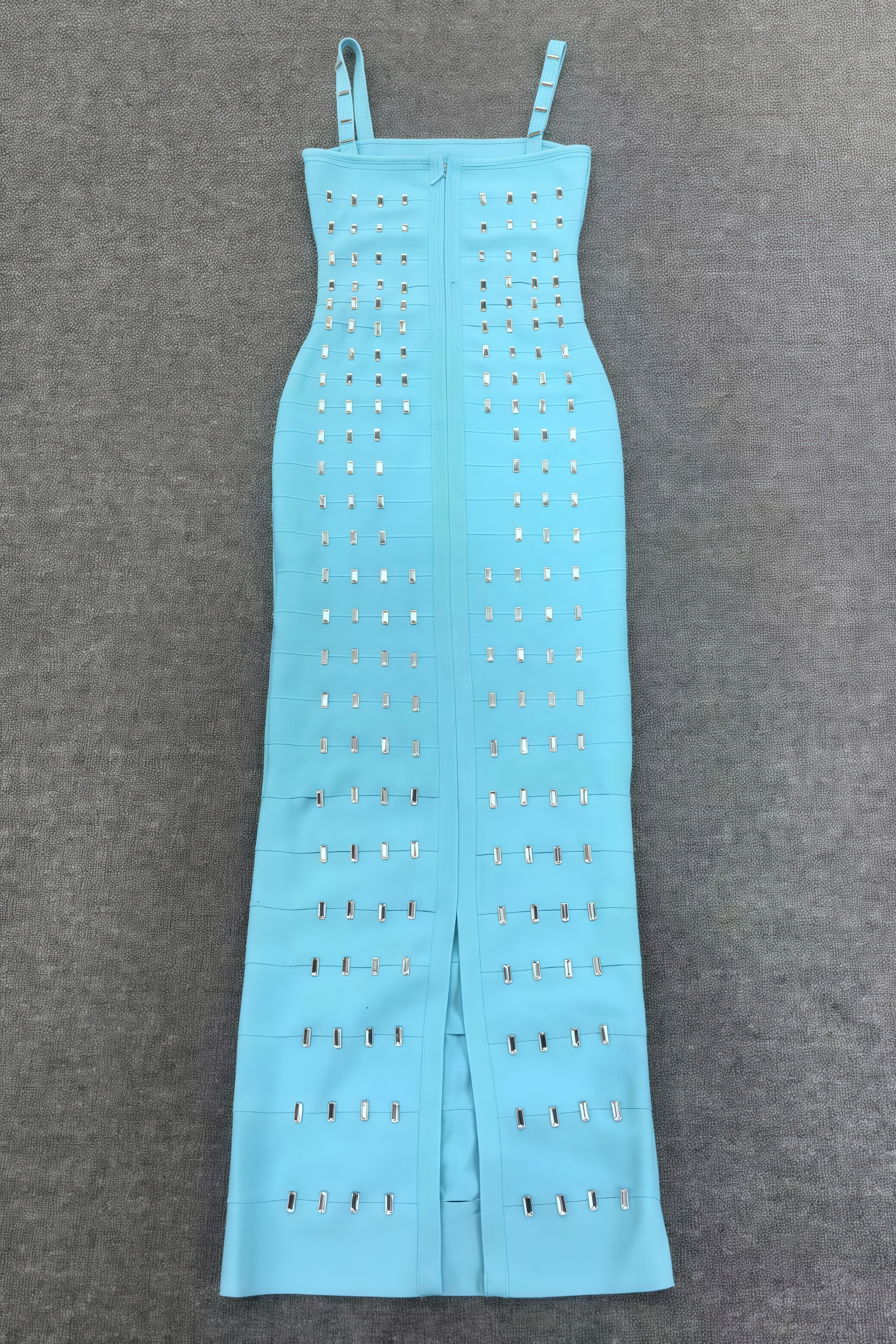 Andesd Blue Strapless Slit Maxi Dress