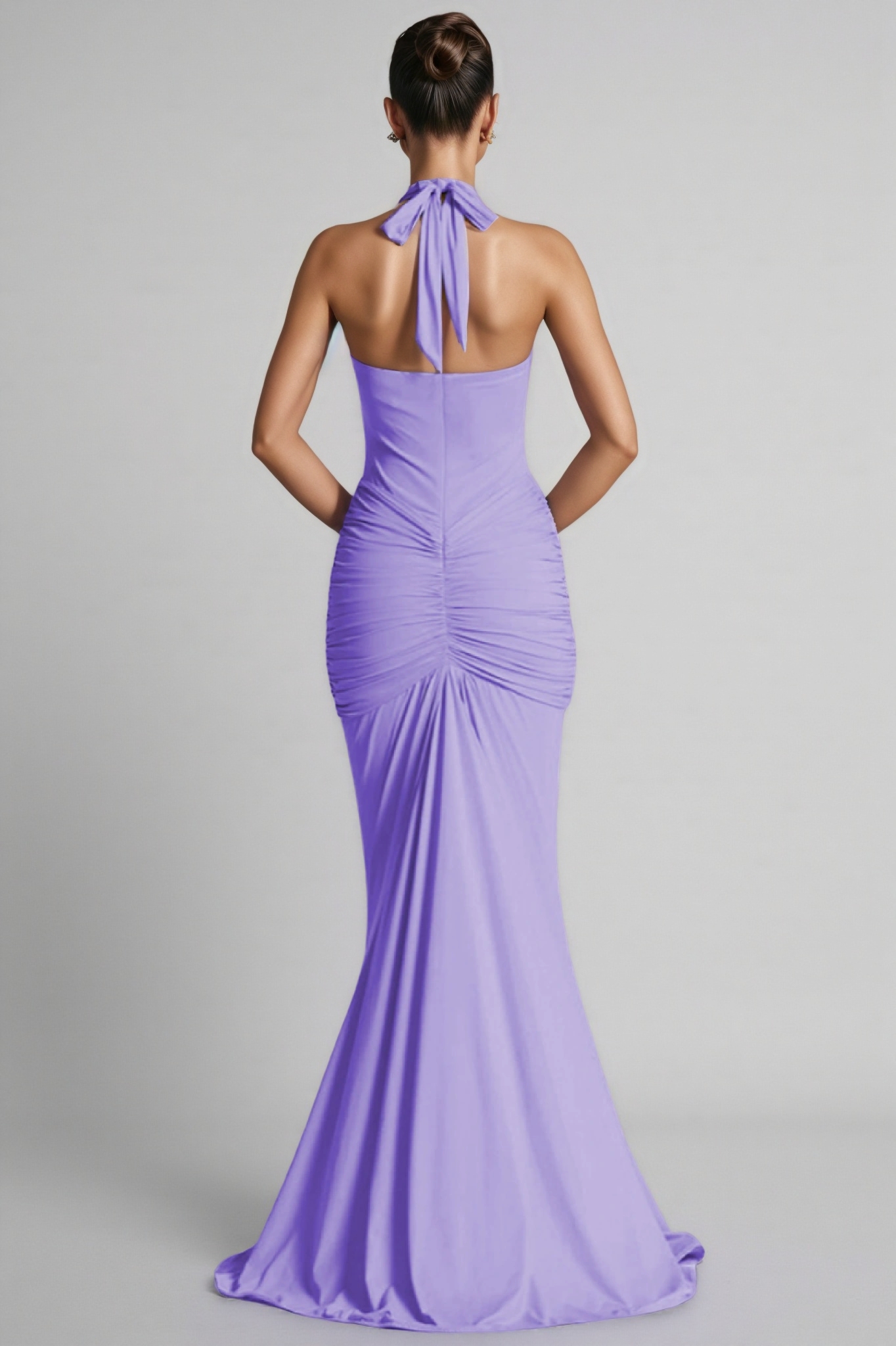 Malvina Purple Deep V-Neck Backless Maxi Dress
