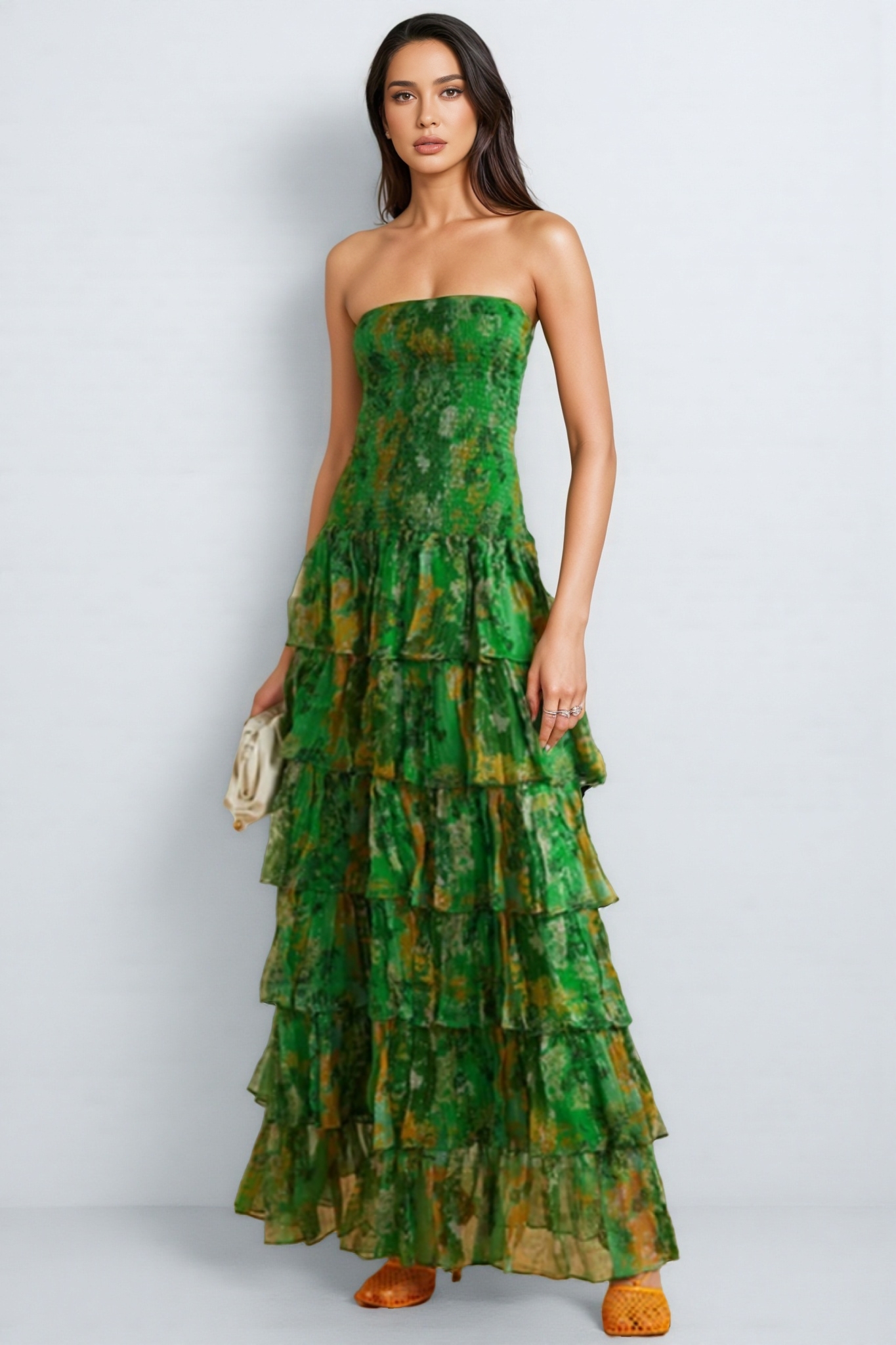 Brienne Strapless Tiered Maxi Dress