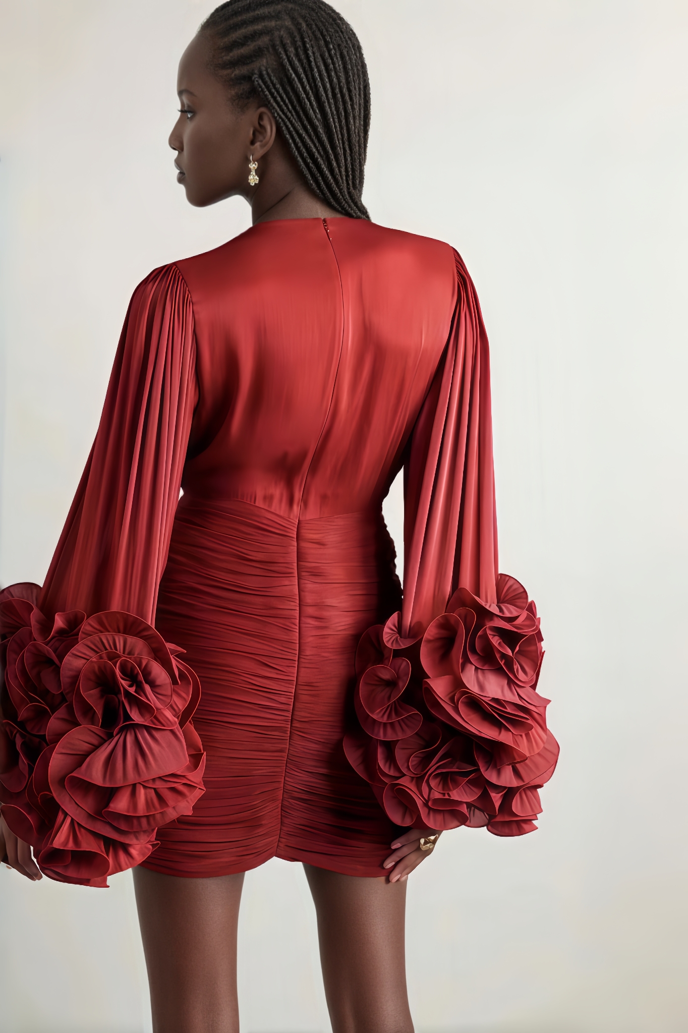 Reid Pleated 3D Flower Mini Dress