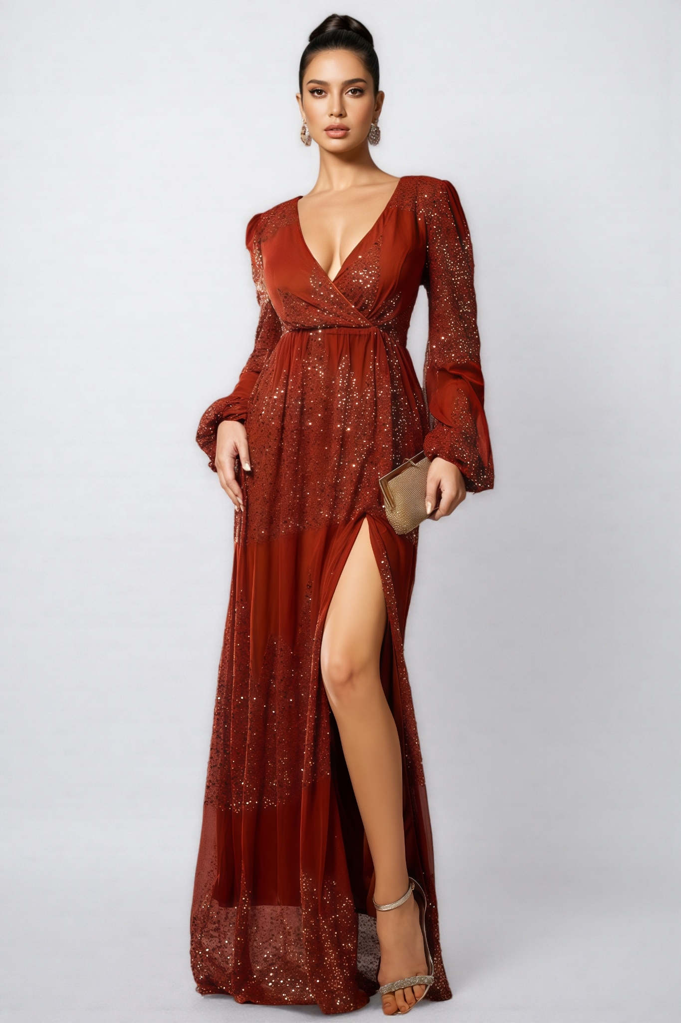 Lian V-Neck Sequin Maxi Dress