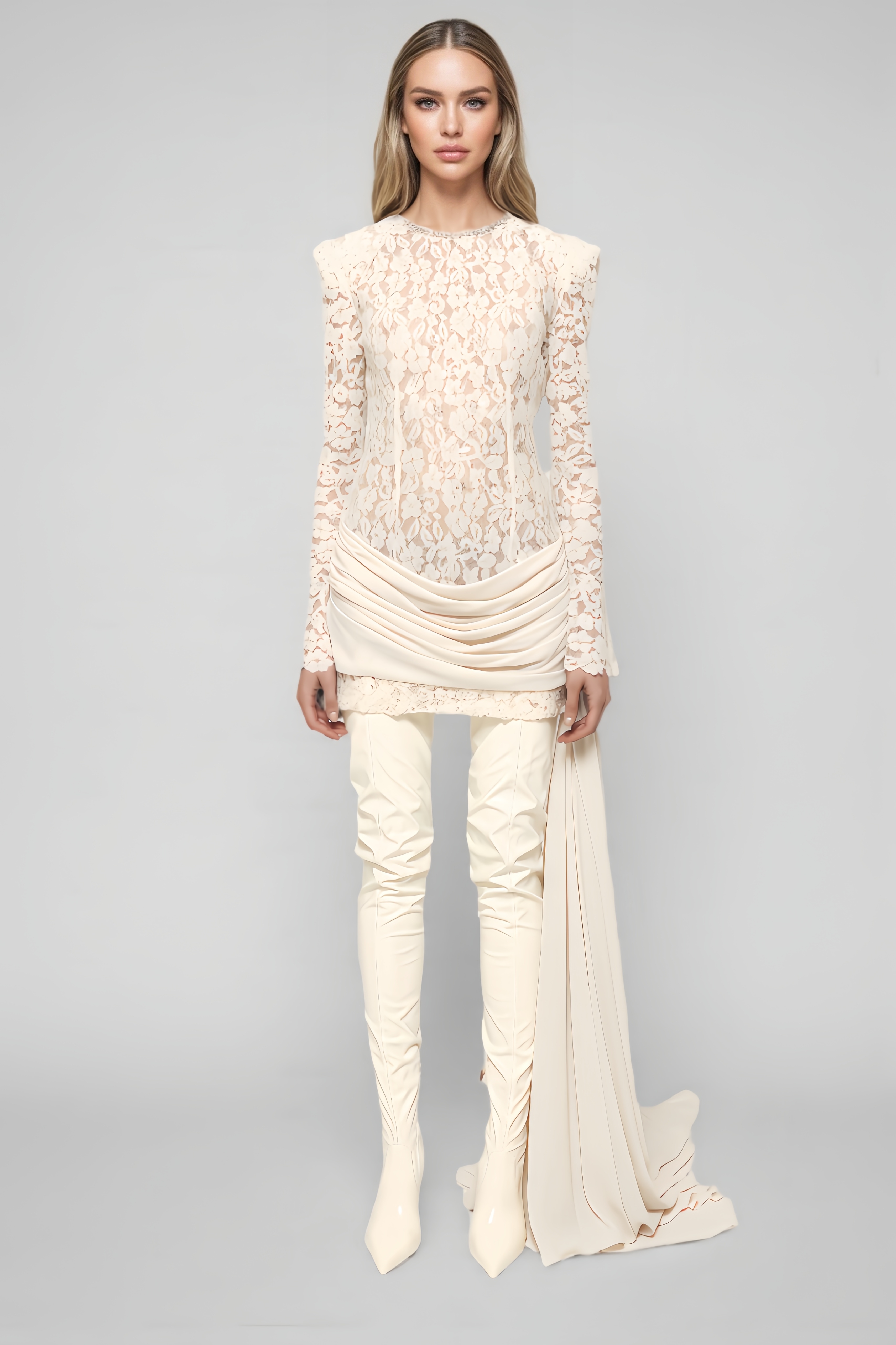 Huta Round-Neck Lace Mini Dress