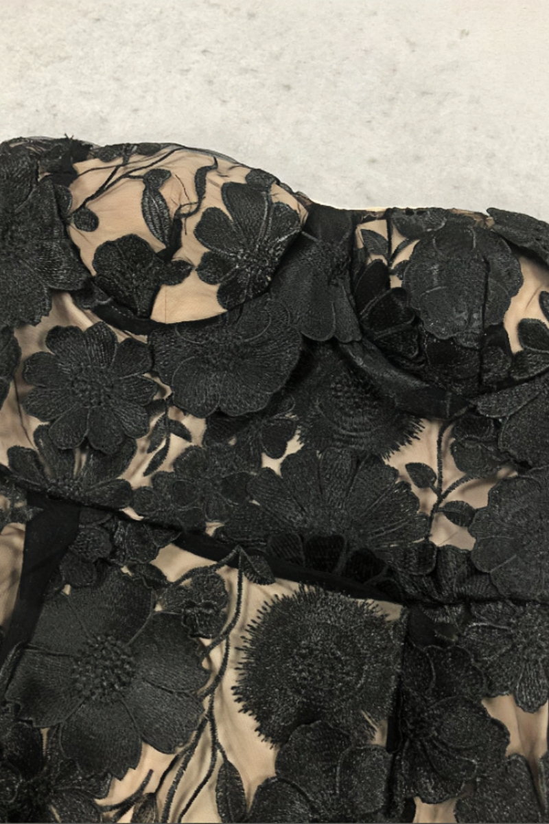 Wyat 3D Mesh Flower Embroidery Maxi Dress