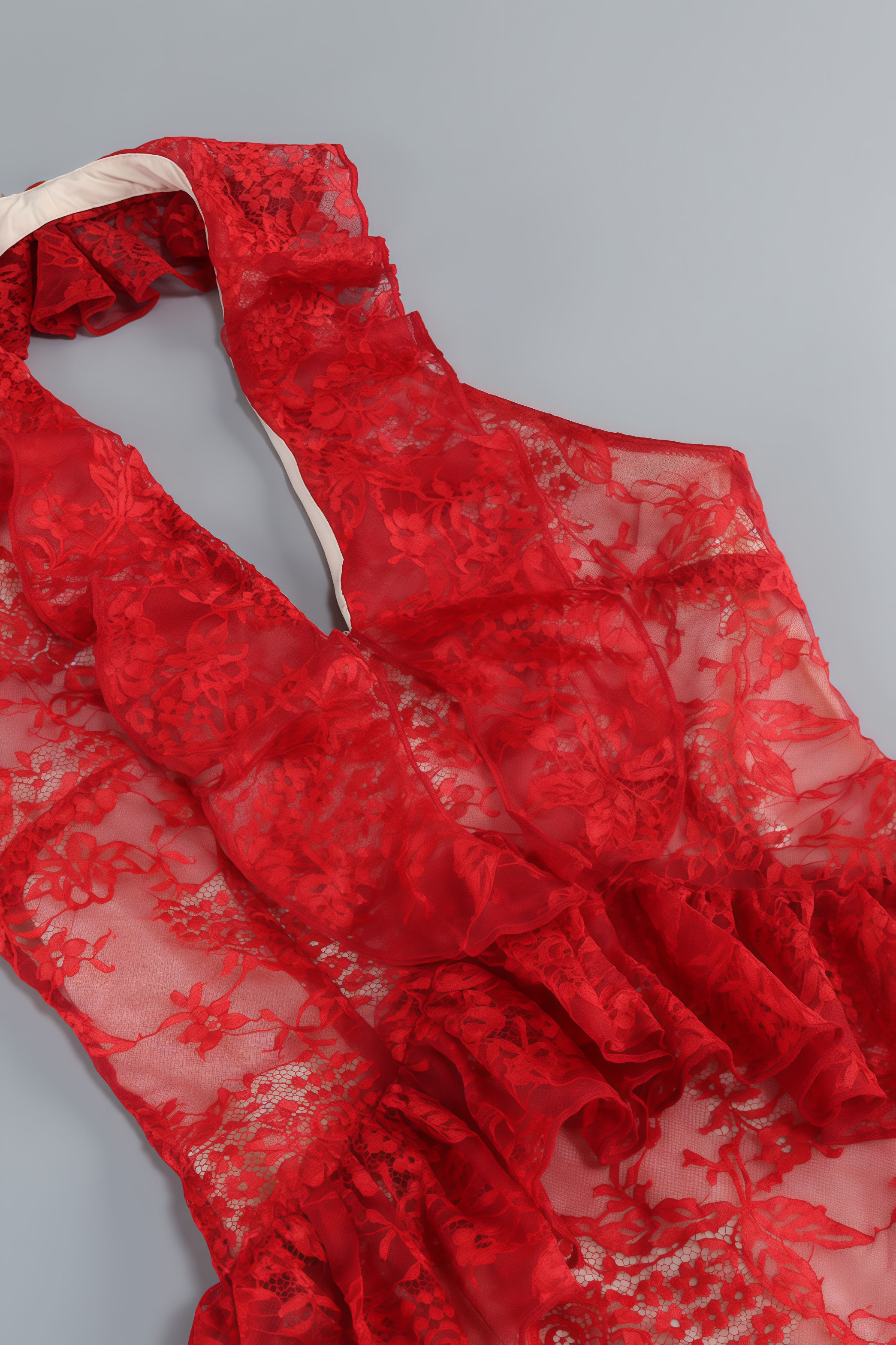 Gracd Backless Lace Ruffled Midi Dress