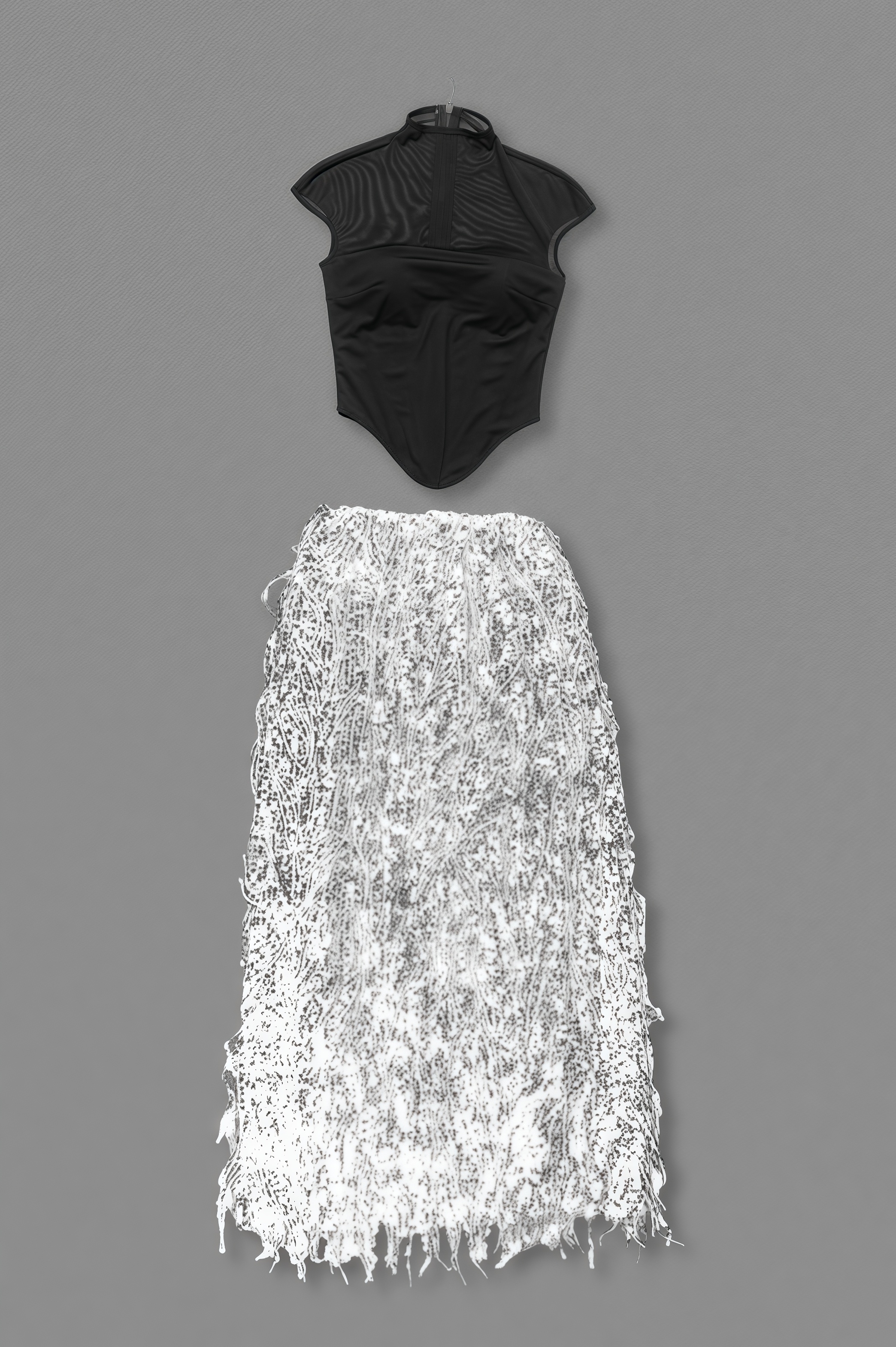 Xenia Fringe Beaded Maxi Dress Two Piece Set