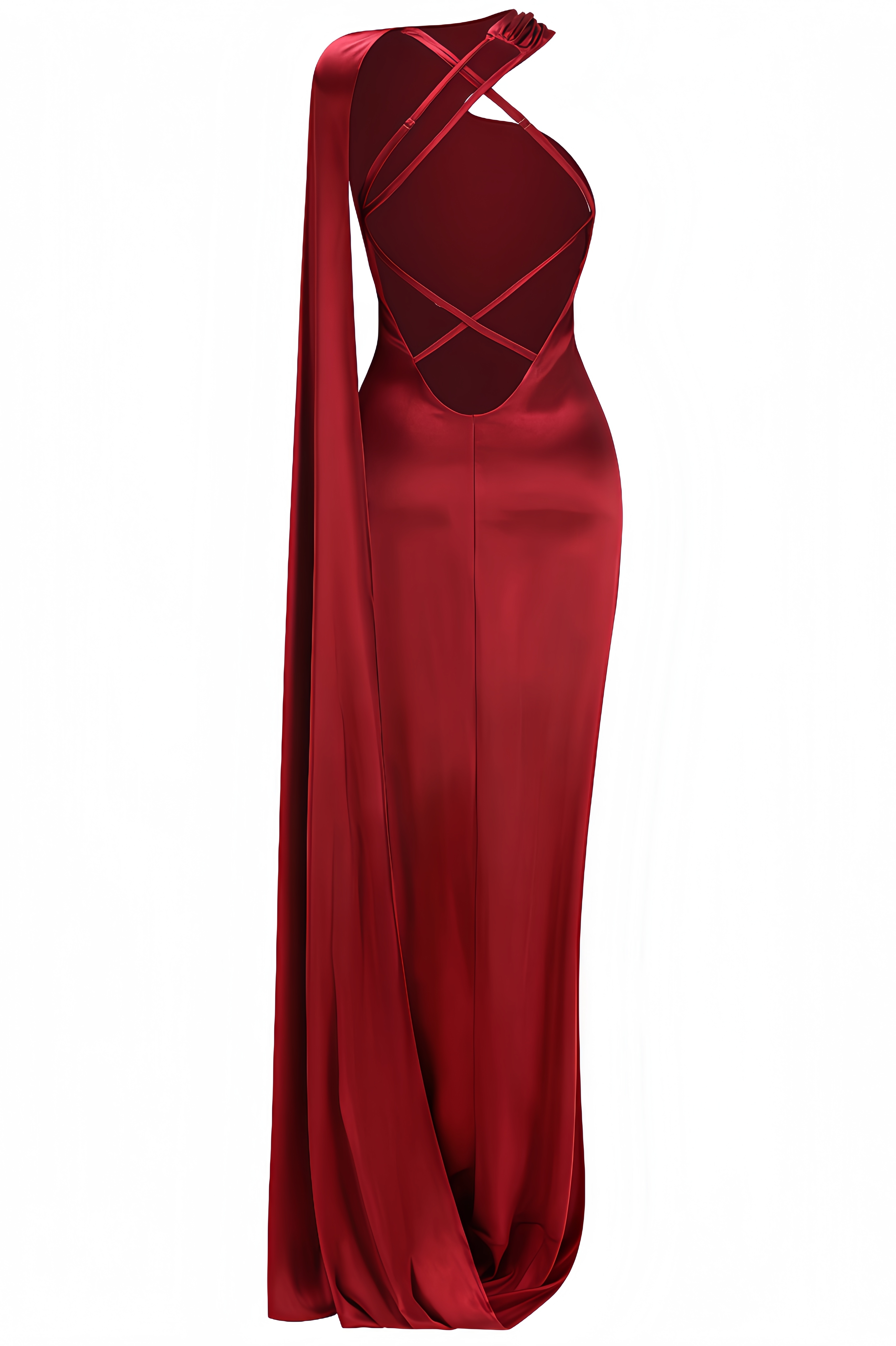 Daxte Backless Shawl-Collar Maxi Dress