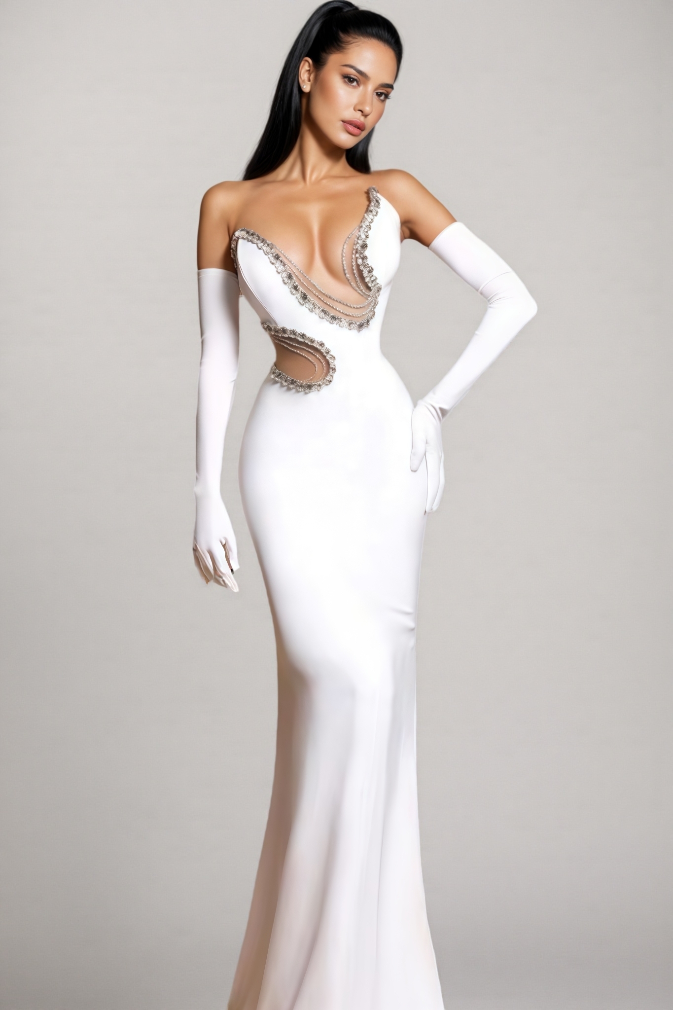 Audr Diamond Encrusted Maxi Dress