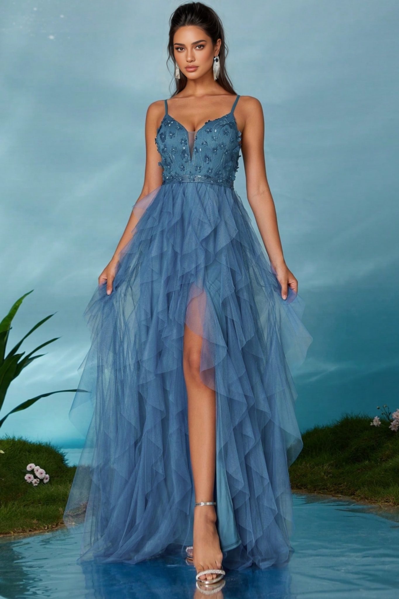 Harlow Halter Mesh Maxi Dress